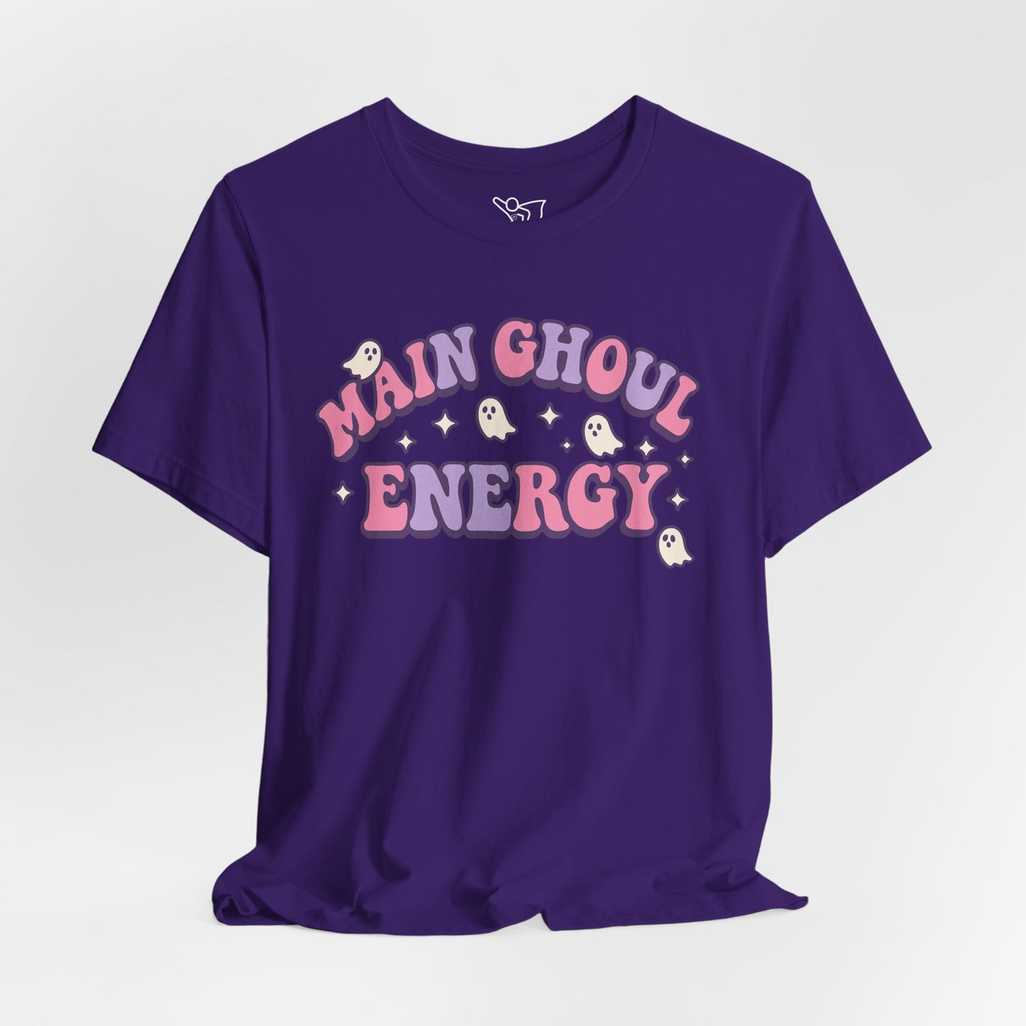 "Main Ghoul Energy" Unisex Short Sleeve T-Shirt, Halloween Party Shirt, Cute Graphic Tee, Gift for Ghost Lovers, Trendy Casual Wear