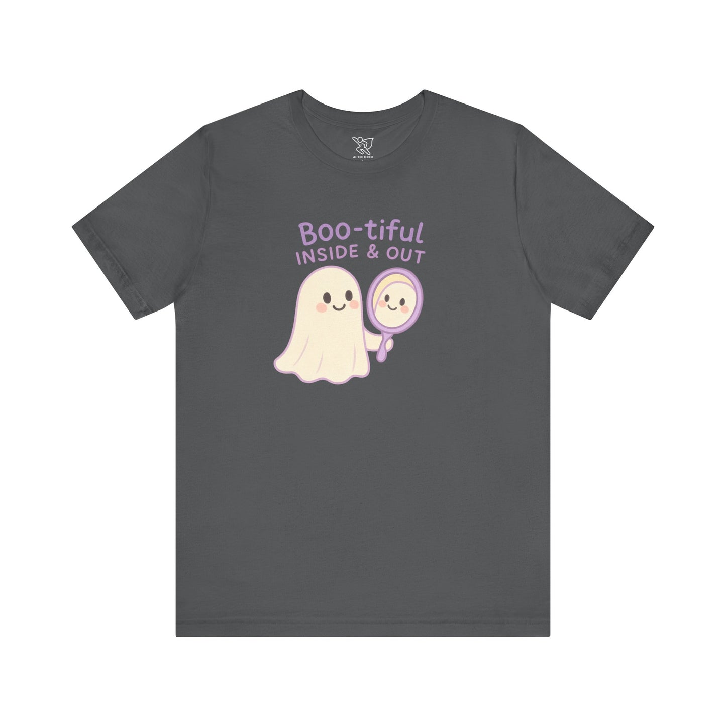 "Boo-tiful Inside Out" Ghost Tee, Cute Halloween Shirt, Unisex Short Sleeve T-Shirt, Fall Apparel, Spooky Vibes, Gift for Halloween Lovers