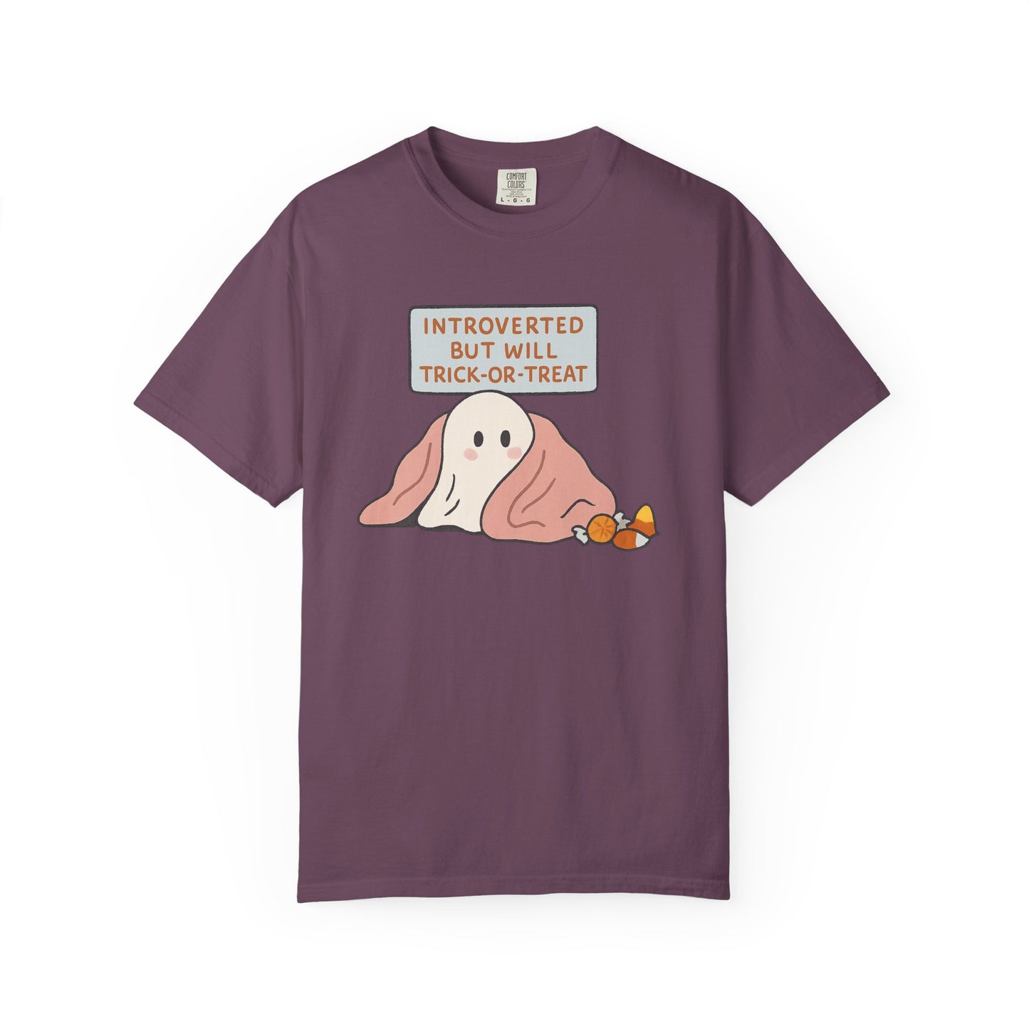 "Introverted But Will Trick or Treat" Unisex Halloween Tee, Funny Trick-or-Treat Shirt, Spooky Season Apparel, Gift for Introverts