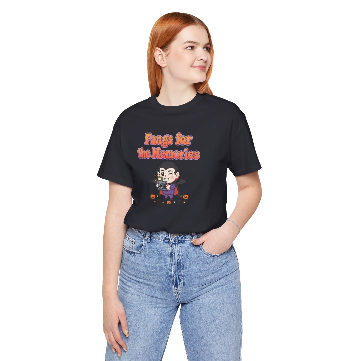 "Fangs for the Memories" Unisex Short Sleeve Shirt, Casual Halloween Outfit, Gift for Spooky Season, Halloween Shirt