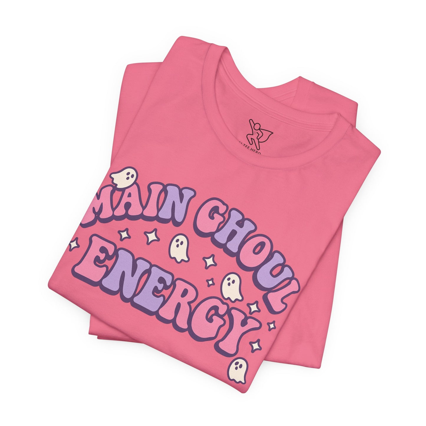 "Main Ghoul Energy" Unisex Short Sleeve T-Shirt, Halloween Party Shirt, Cute Graphic Tee, Gift for Ghost Lovers, Trendy Casual Wear