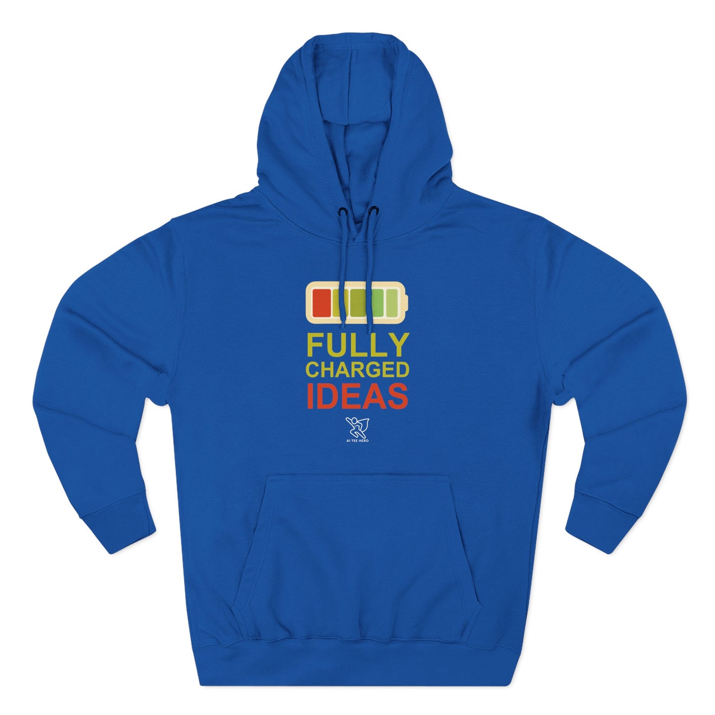 "Fully Charged Ideas" Motivational Fleece Sweatshirt, Cozy Gift for Creatives, Perfect for Inspiration, Fun Wear for All Occasions