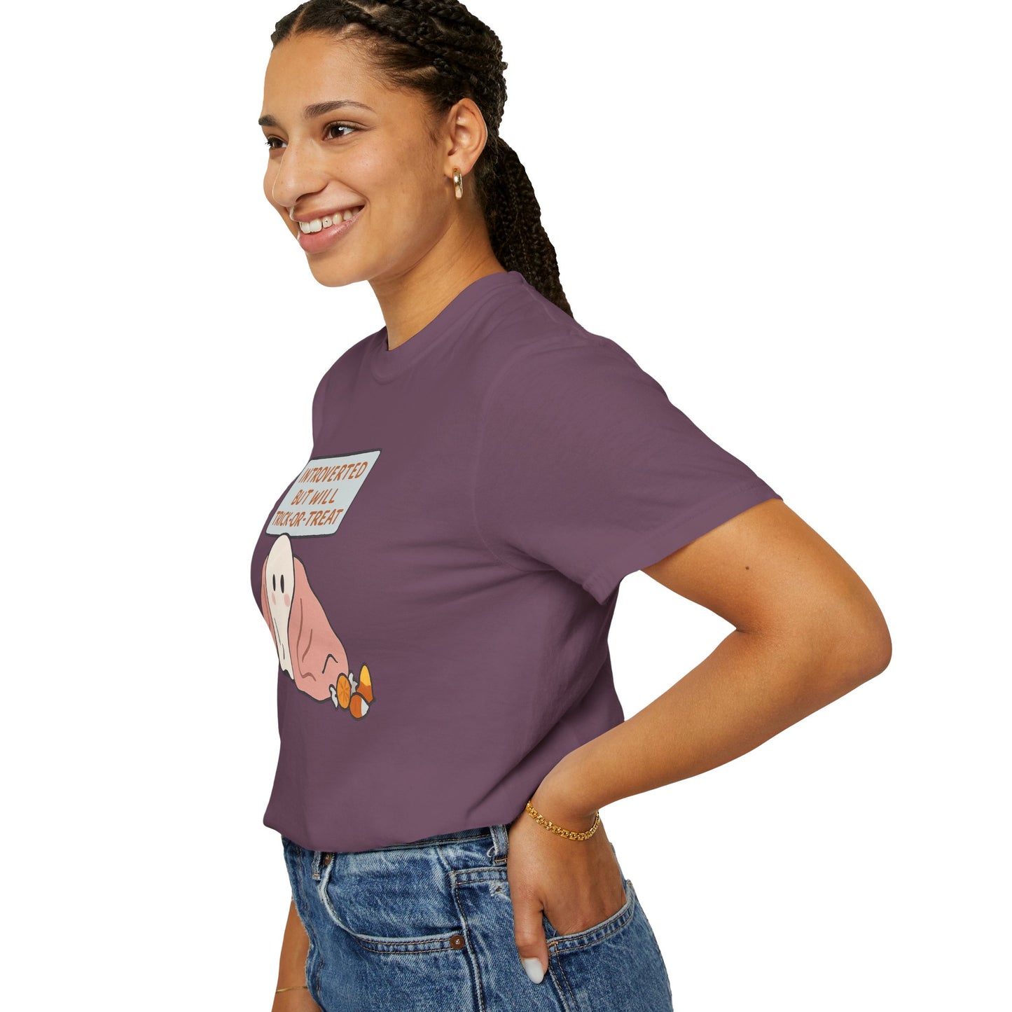 "Introverted But Will Trick or Treat" Unisex Halloween Tee, Funny Trick-or-Treat Shirt, Spooky Season Apparel, Gift for Introverts