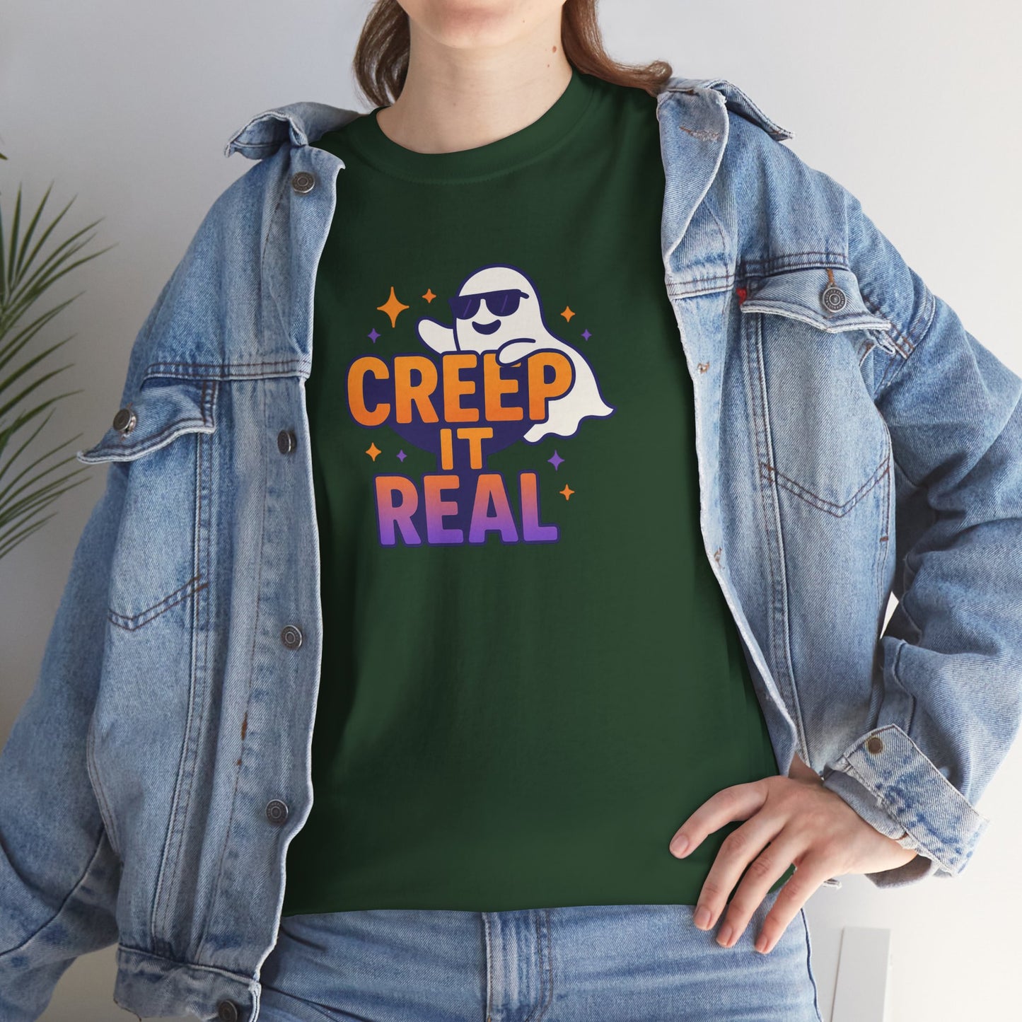 "Creep It Real" Halloween Humor Unisex Graphic Shirt, Ghost Lover Gift, Spooky Season Apparel, Funny Halloween T-Shirt