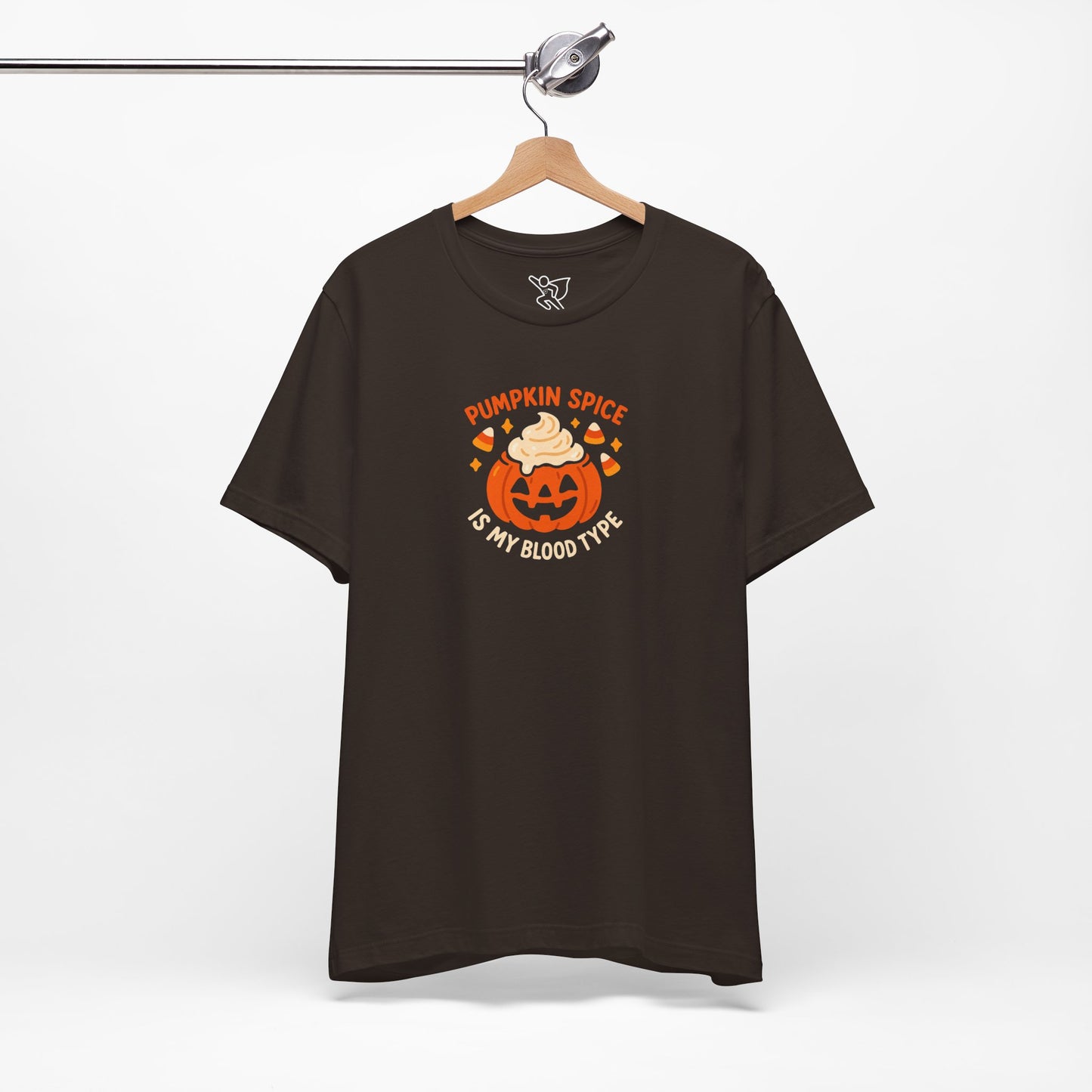"Pumpkin Spice is My Blood Type" Short Sleeve Tee Fall Fashion, Halloween Shirt, Coffee Lover Gift, Autumn Wardrobe, Seasonal Tee