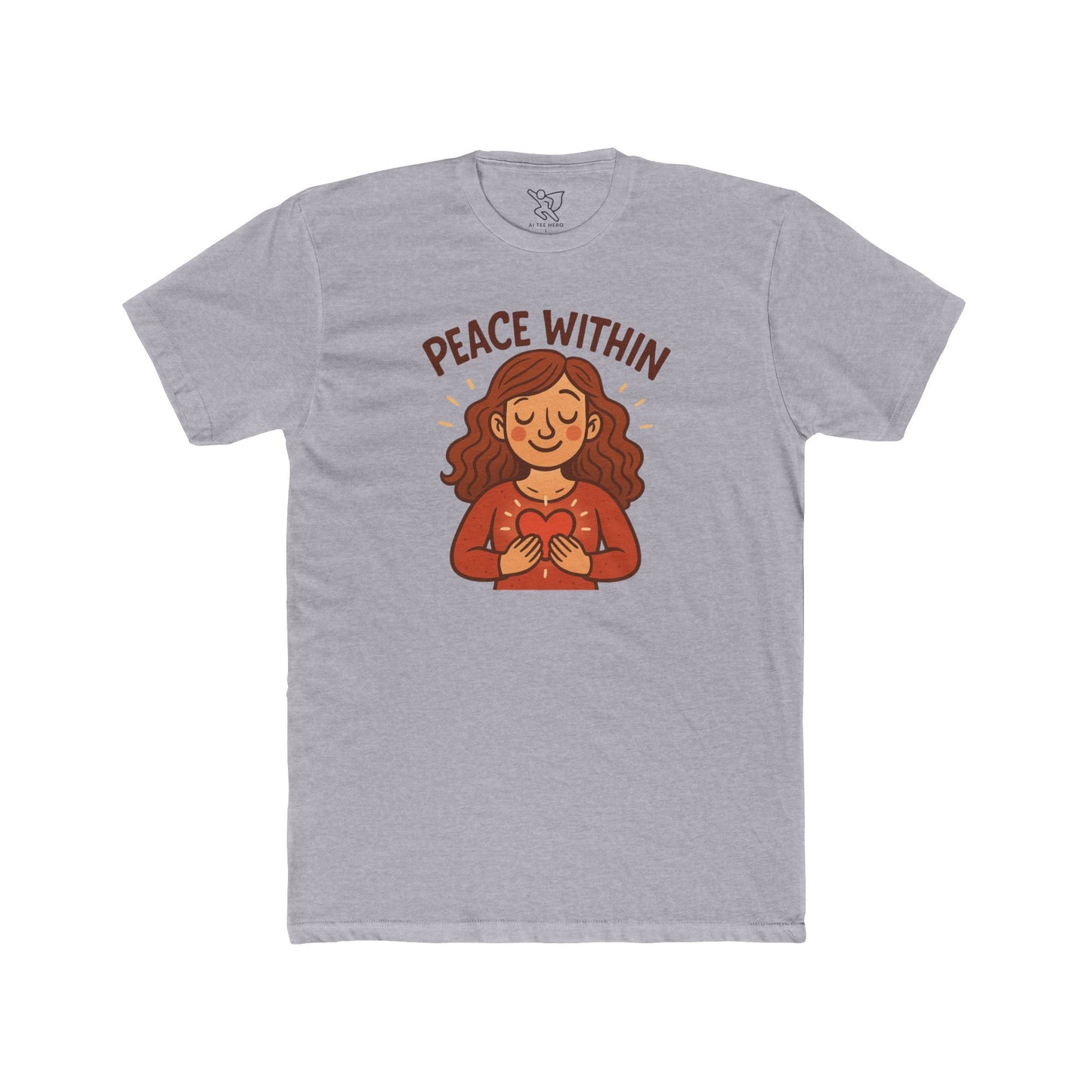 "Peace Within" Unisex Cotton Crew Tee, Relaxed Shirt, Mindfulness Apparel, Gift for Yoga Lovers, Inspirational Clothing - MINDSet Collection