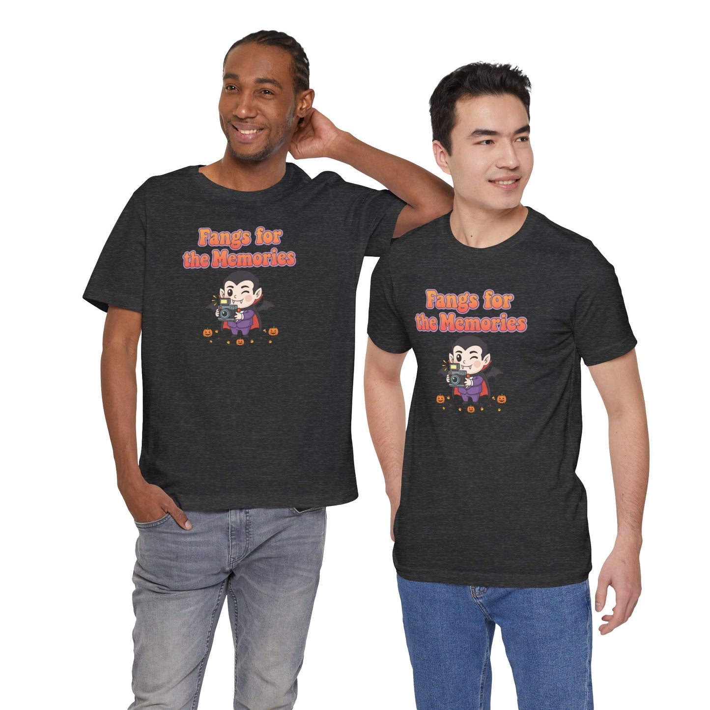 "Fangs for the Memories" Unisex Short Sleeve Shirt, Casual Halloween Outfit, Gift for Spooky Season, Halloween Shirt