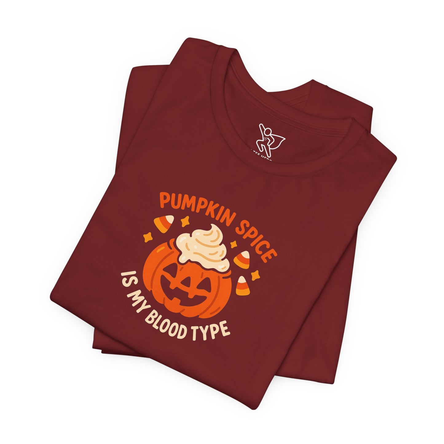 "Pumpkin Spice is My Blood Type" Short Sleeve Tee Fall Fashion, Halloween Shirt, Coffee Lover Gift, Autumn Wardrobe, Seasonal Tee