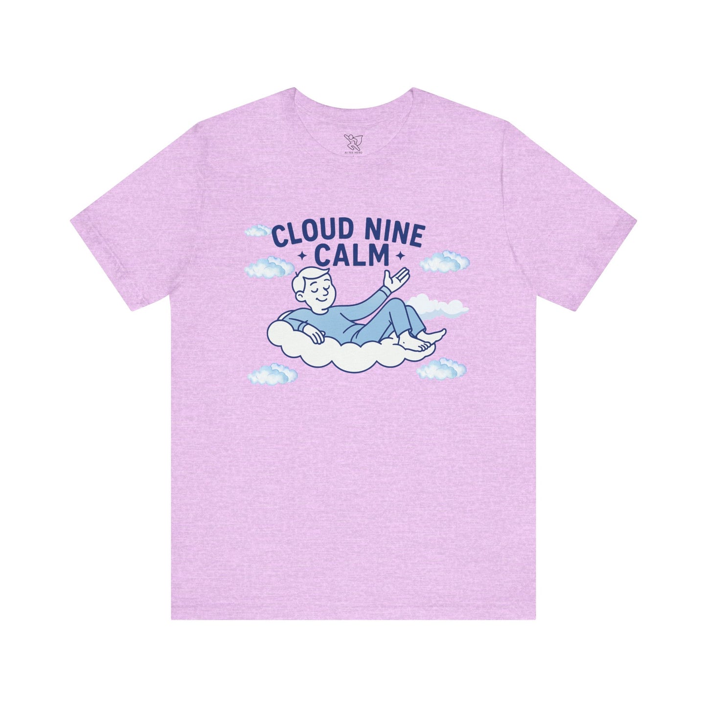"Cloud Nine Calm" Relaxed Unisex Jersey Short Sleeve T-Shirt, Gift for Mindfulness, Cozy Fashion, Casual Wear, Relaxation Outfit - CW1 Blue