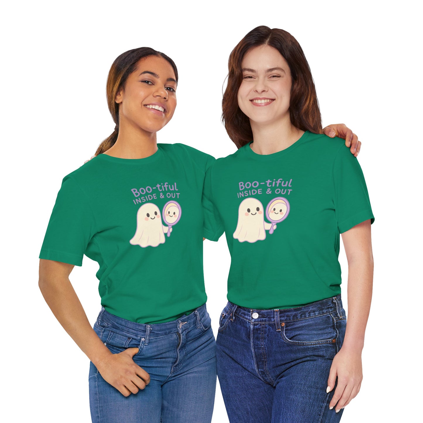"Boo-tiful Inside Out" Ghost Tee, Cute Halloween Shirt, Unisex Short Sleeve T-Shirt, Fall Apparel, Spooky Vibes, Gift for Halloween Lovers