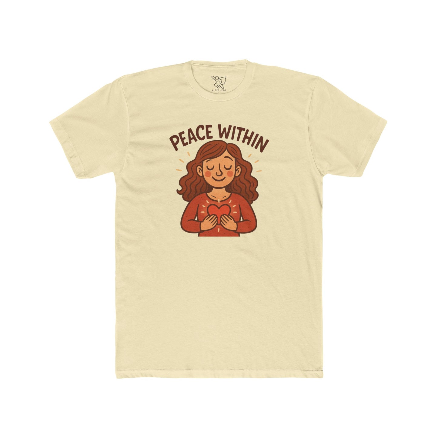 "Peace Within" Unisex Cotton Crew Tee, Relaxed Shirt, Mindfulness Apparel, Gift for Yoga Lovers, Inspirational Clothing - MINDSet Collection