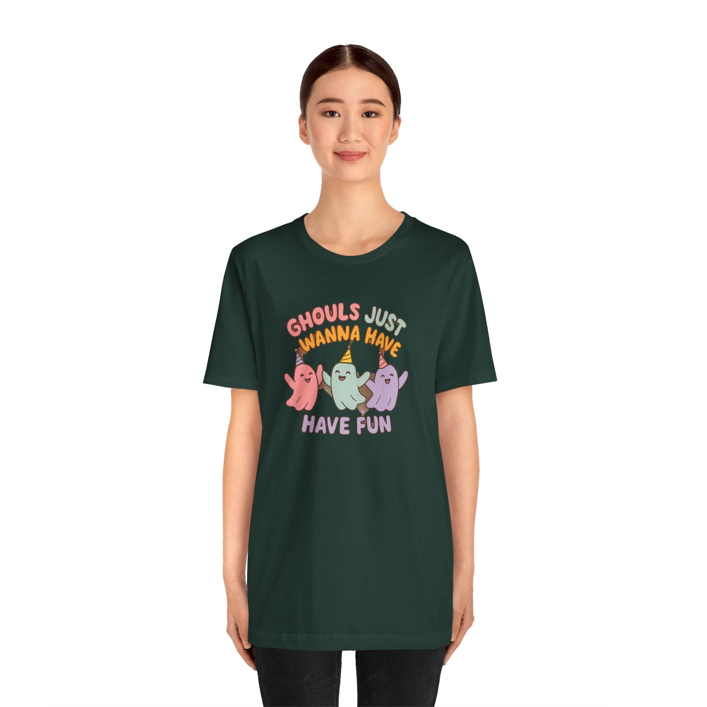 "Ghouls Just Wanna Have Fun" T-Shirt for Halloween, Unisex Graphic Shirt, Cute Ghosts Tee, Casual Wear, Gift for Friends