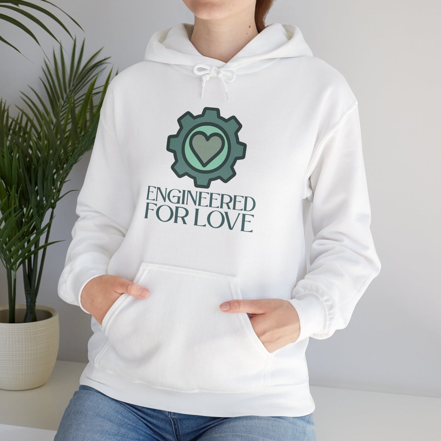 "Engineered for Love" Hoodie Cozy Unisex Sweatshirt, Perfect Gift for Engineers, Valentine's Day, Casual Wear, Birthday Present CW-1 Teal