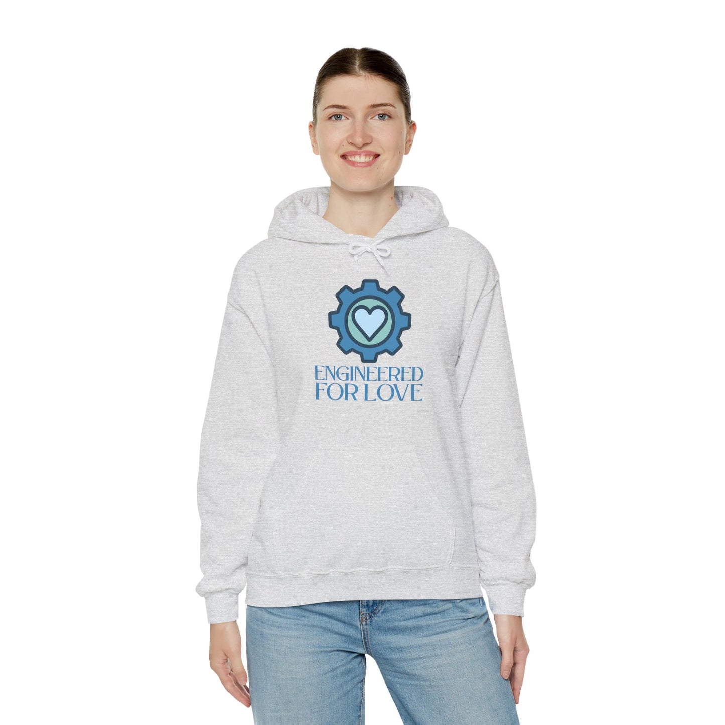 "Engineered for Love" Hoodie Cozy Unisex Sweatshirt, Perfect Gift for Engineers, Valentine's Day, Casual Wear, Birthday Present CW-2 Blue