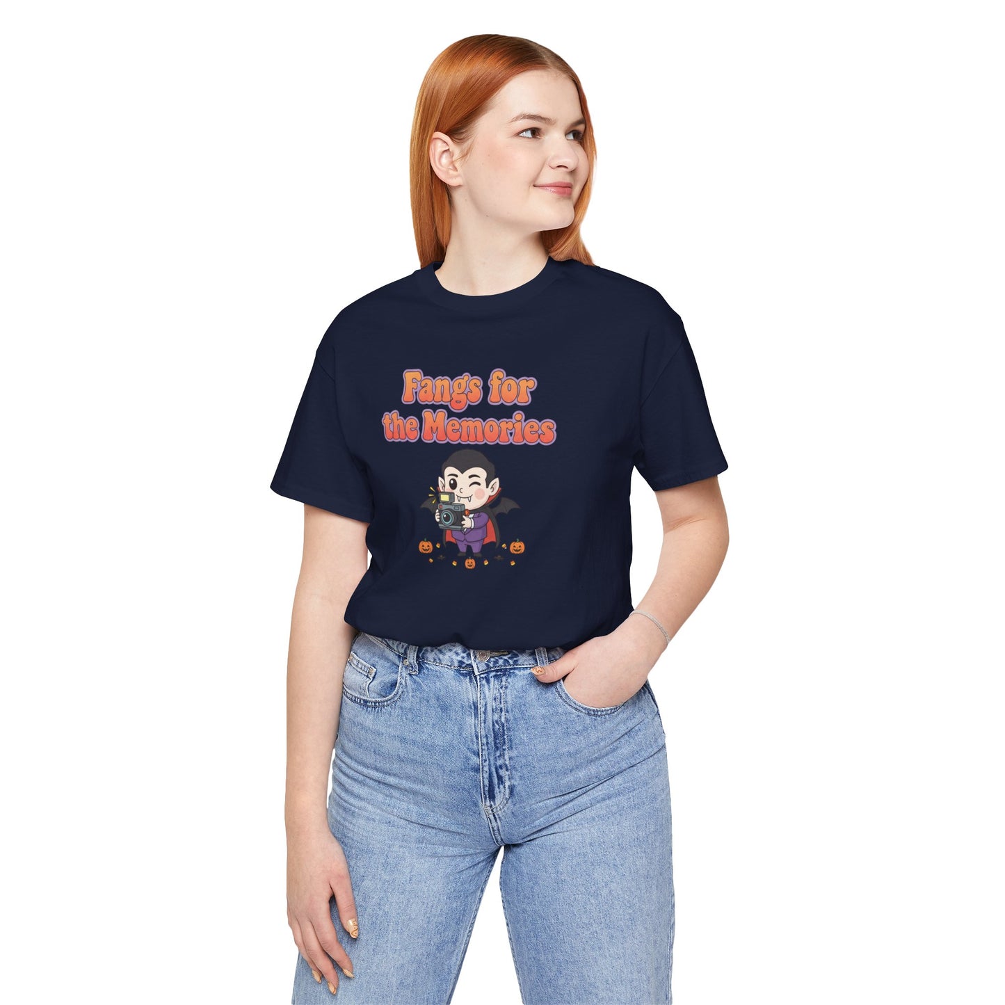 "Fangs for the Memories" Unisex Short Sleeve Shirt, Casual Halloween Outfit, Gift for Spooky Season, Halloween Shirt