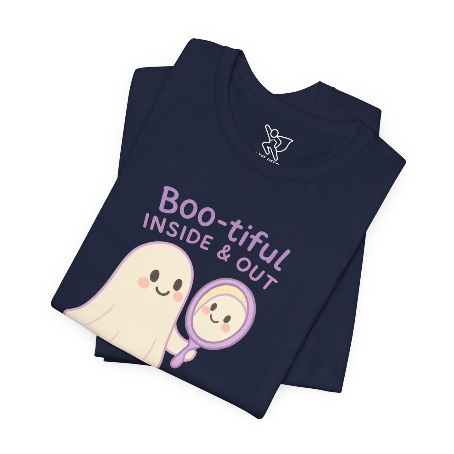 "Boo-tiful Inside Out" Ghost Tee, Cute Halloween Shirt, Unisex Short Sleeve T-Shirt, Fall Apparel, Spooky Vibes, Gift for Halloween Lovers