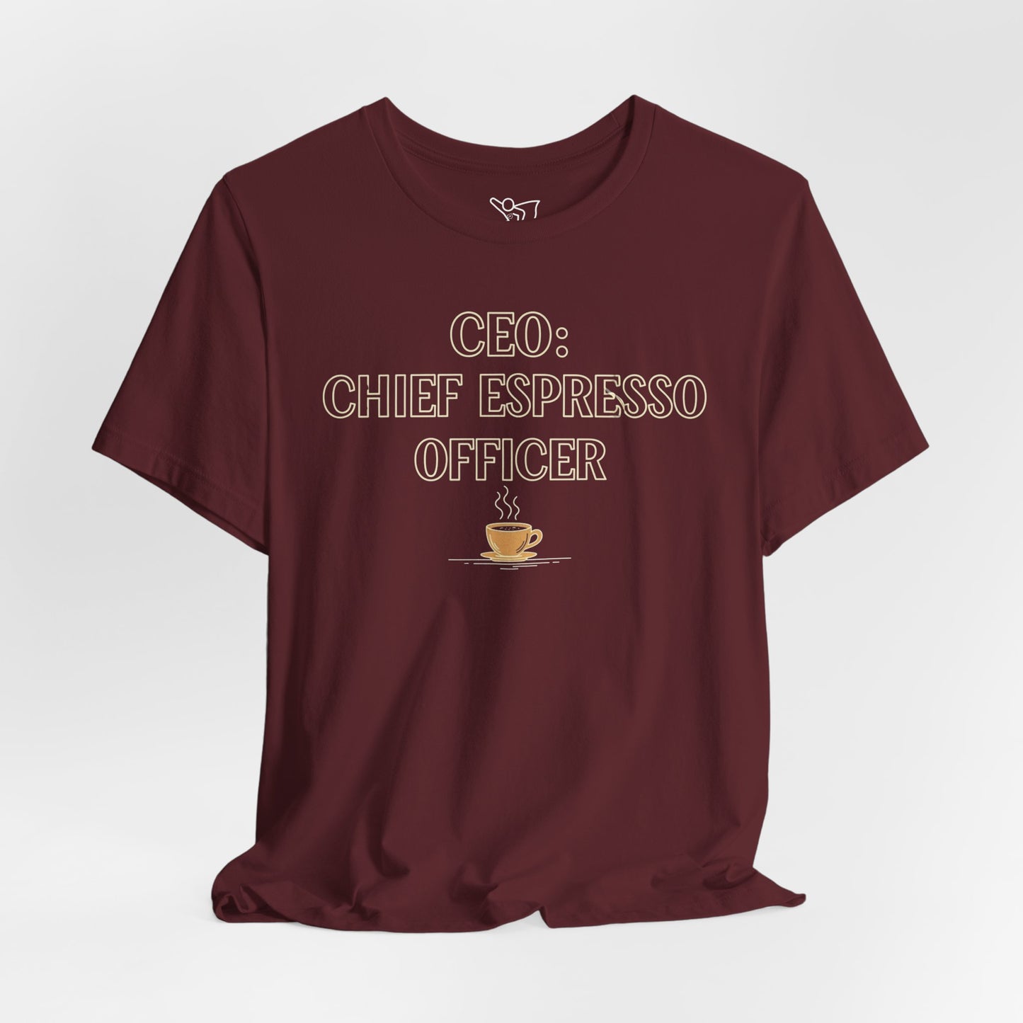 "CEO: Chief Espresso Officer" CW-1 Unisex Jersey T-Shirt for Baristas, Funny Coffee Shirt for Gifts, Perfect for Birthdays, Coffee Shop Outfits