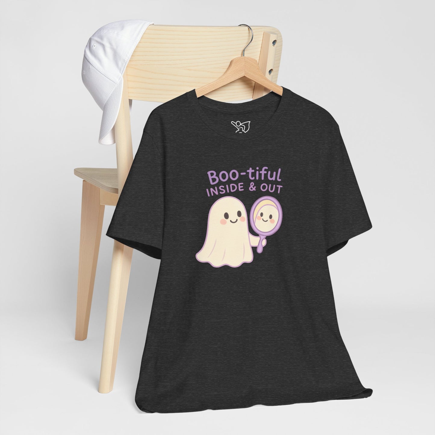 "Boo-tiful Inside Out" Ghost Tee, Cute Halloween Shirt, Unisex Short Sleeve T-Shirt, Fall Apparel, Spooky Vibes, Gift for Halloween Lovers