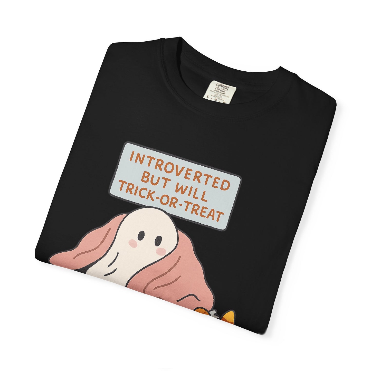 "Introverted But Will Trick or Treat" Unisex Halloween Tee, Funny Trick-or-Treat Shirt, Spooky Season Apparel, Gift for Introverts