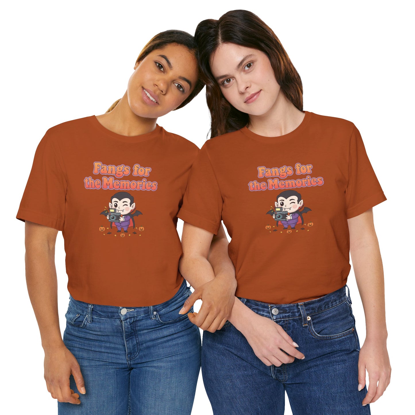 "Fangs for the Memories" Unisex Short Sleeve Shirt, Casual Halloween Outfit, Gift for Spooky Season, Halloween Shirt