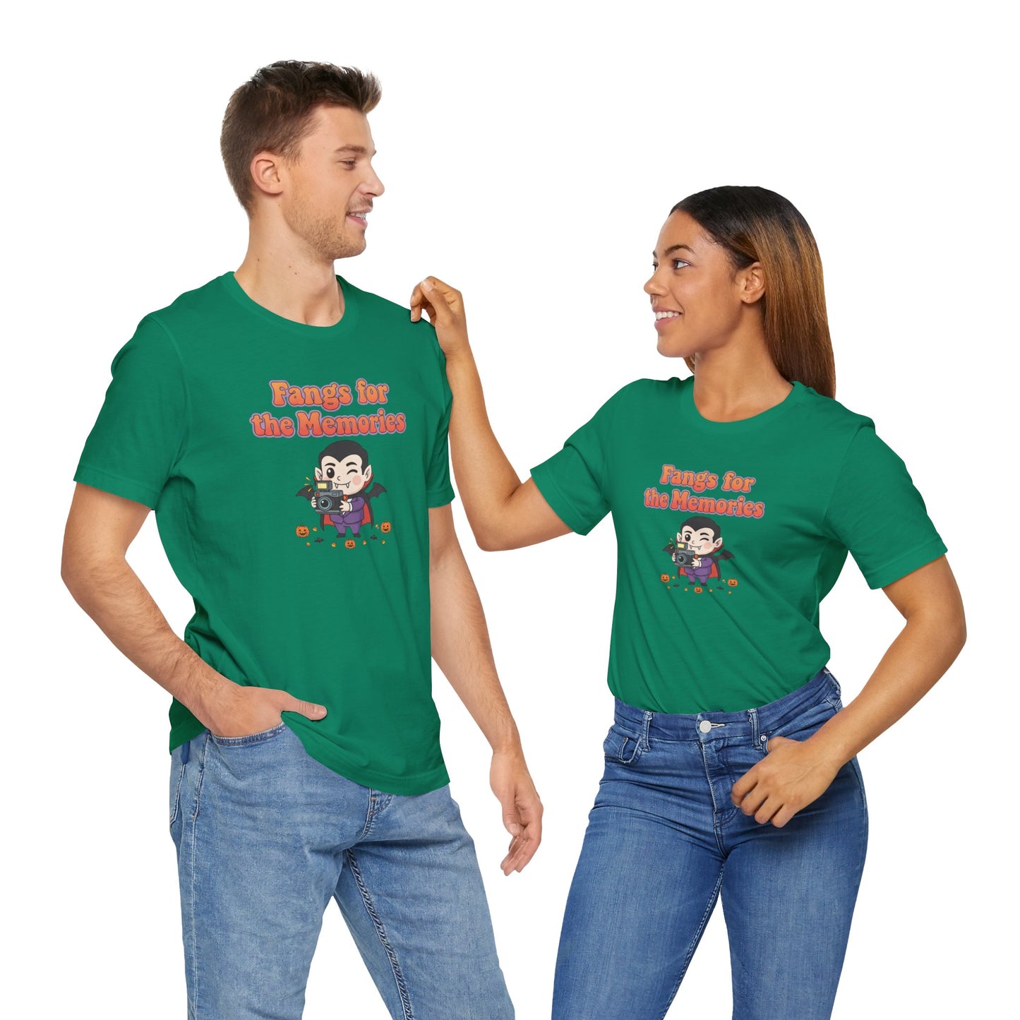 "Fangs for the Memories" Unisex Short Sleeve Shirt, Casual Halloween Outfit, Gift for Spooky Season, Halloween Shirt