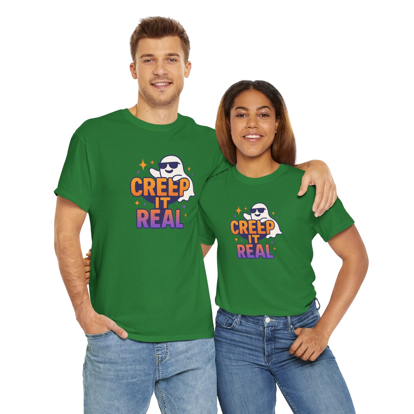 "Creep It Real" Halloween Humor Unisex Graphic Shirt, Ghost Lover Gift, Spooky Season Apparel, Funny Halloween T-Shirt