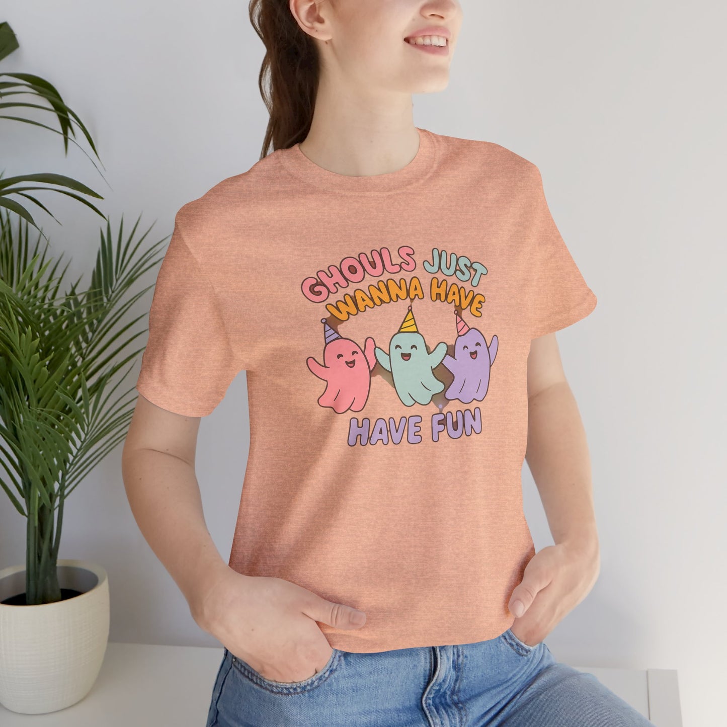 "Ghouls Just Wanna Have Fun" T-Shirt for Halloween, Unisex Graphic Shirt, Cute Ghosts Tee, Casual Wear, Gift for Friends