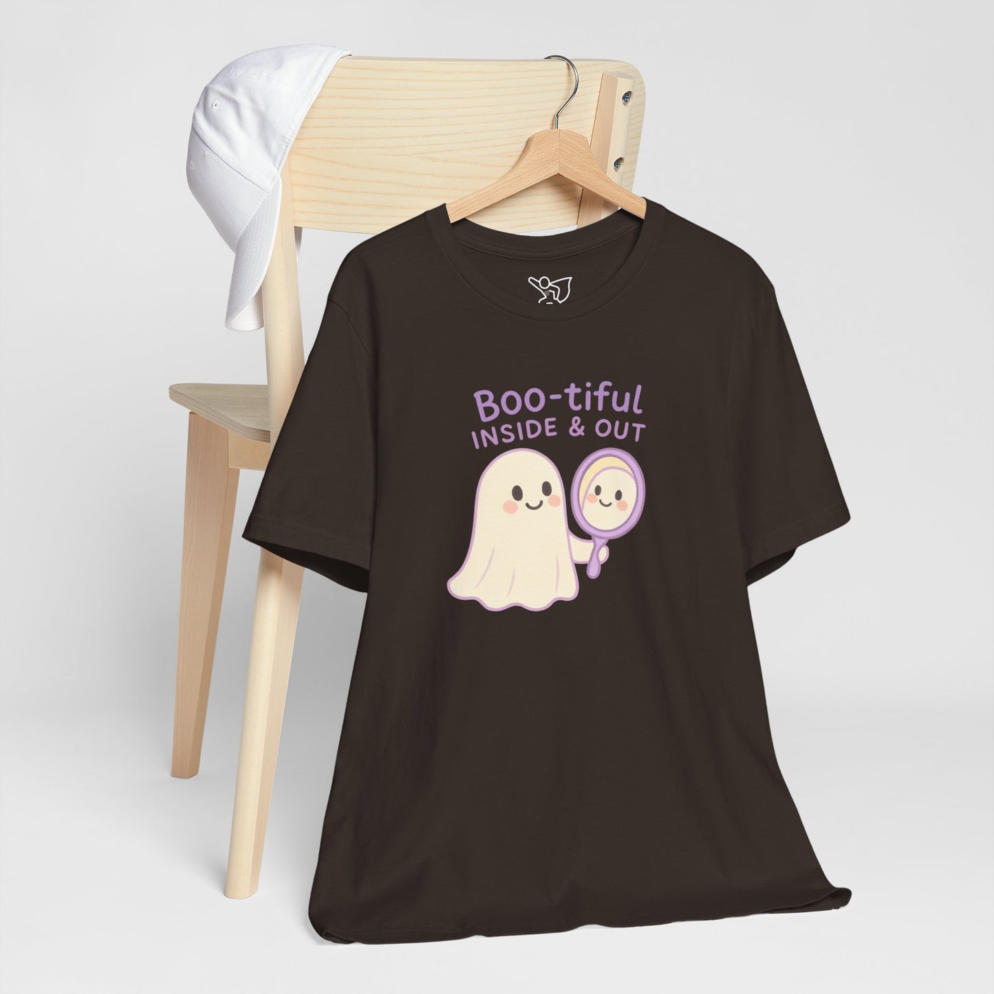 "Boo-tiful Inside Out" Ghost Tee, Cute Halloween Shirt, Unisex Short Sleeve T-Shirt, Fall Apparel, Spooky Vibes, Gift for Halloween Lovers