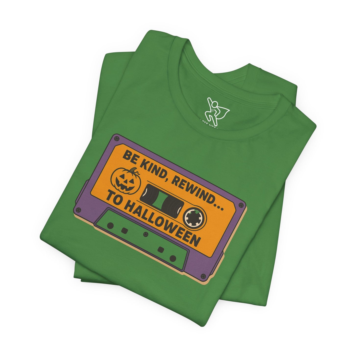 "Be Kind, Rewind to Halloween" T-Shirt, Unisex Casual Wear, Spooky Season Top, Vintage Style Shirt