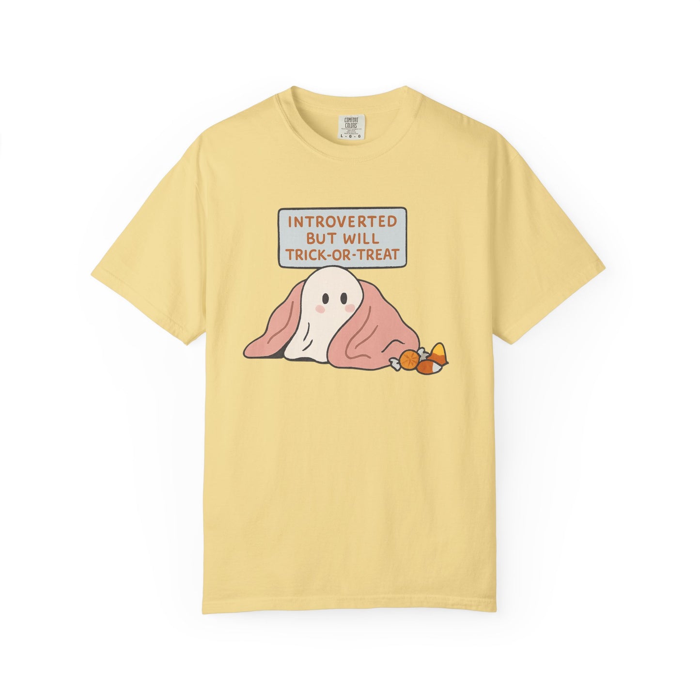 "Introverted But Will Trick or Treat" Unisex Halloween Tee, Funny Trick-or-Treat Shirt, Spooky Season Apparel, Gift for Introverts