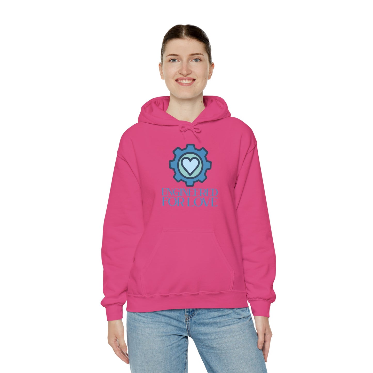 "Engineered for Love" Hoodie Cozy Unisex Sweatshirt, Perfect Gift for Engineers, Valentine's Day, Casual Wear, Birthday Present CW-2 Blue