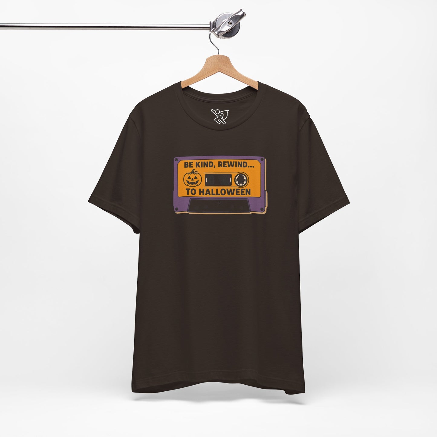 "Be Kind, Rewind to Halloween" T-Shirt, Unisex Casual Wear, Spooky Season Top, Vintage Style Shirt