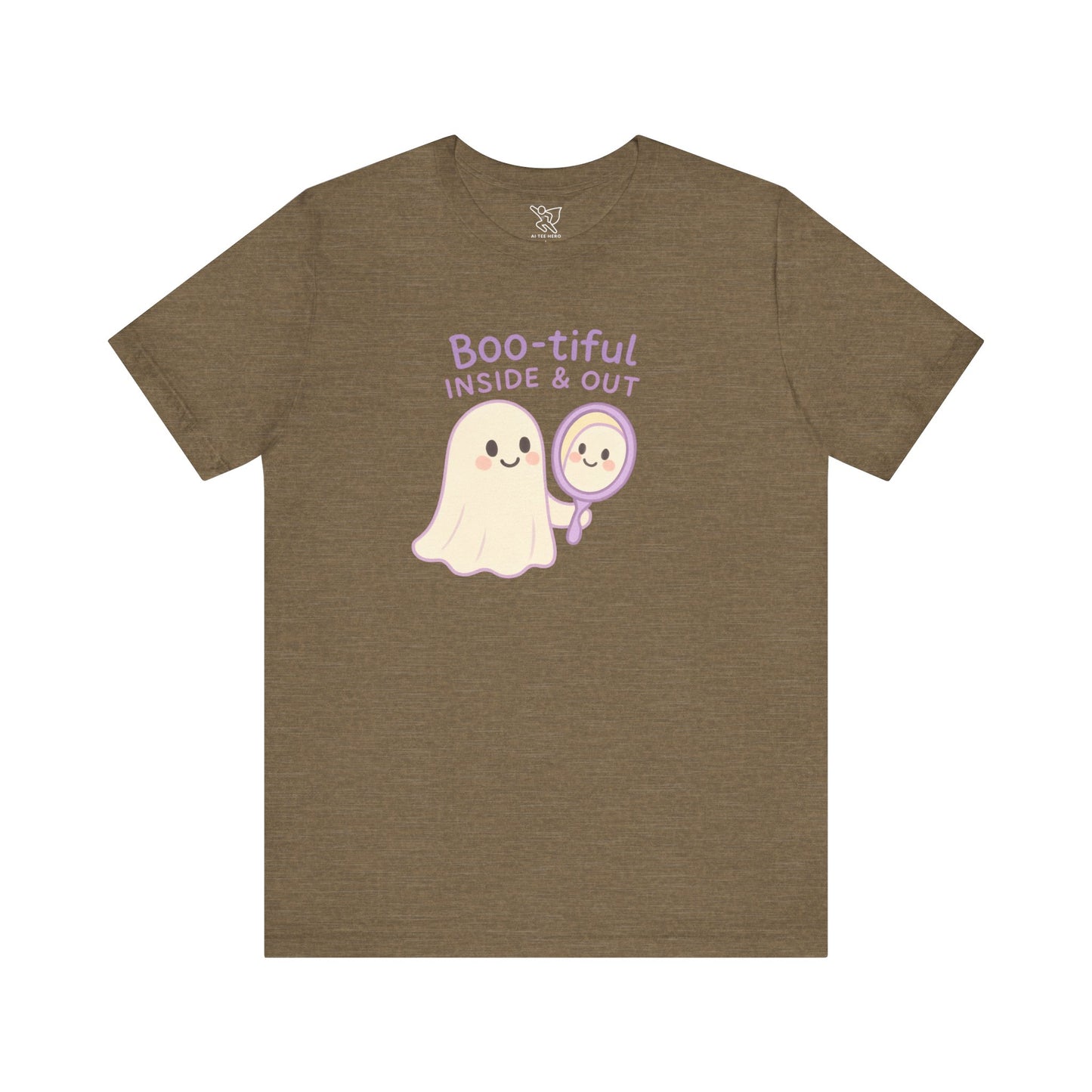 "Boo-tiful Inside Out" Ghost Tee, Cute Halloween Shirt, Unisex Short Sleeve T-Shirt, Fall Apparel, Spooky Vibes, Gift for Halloween Lovers