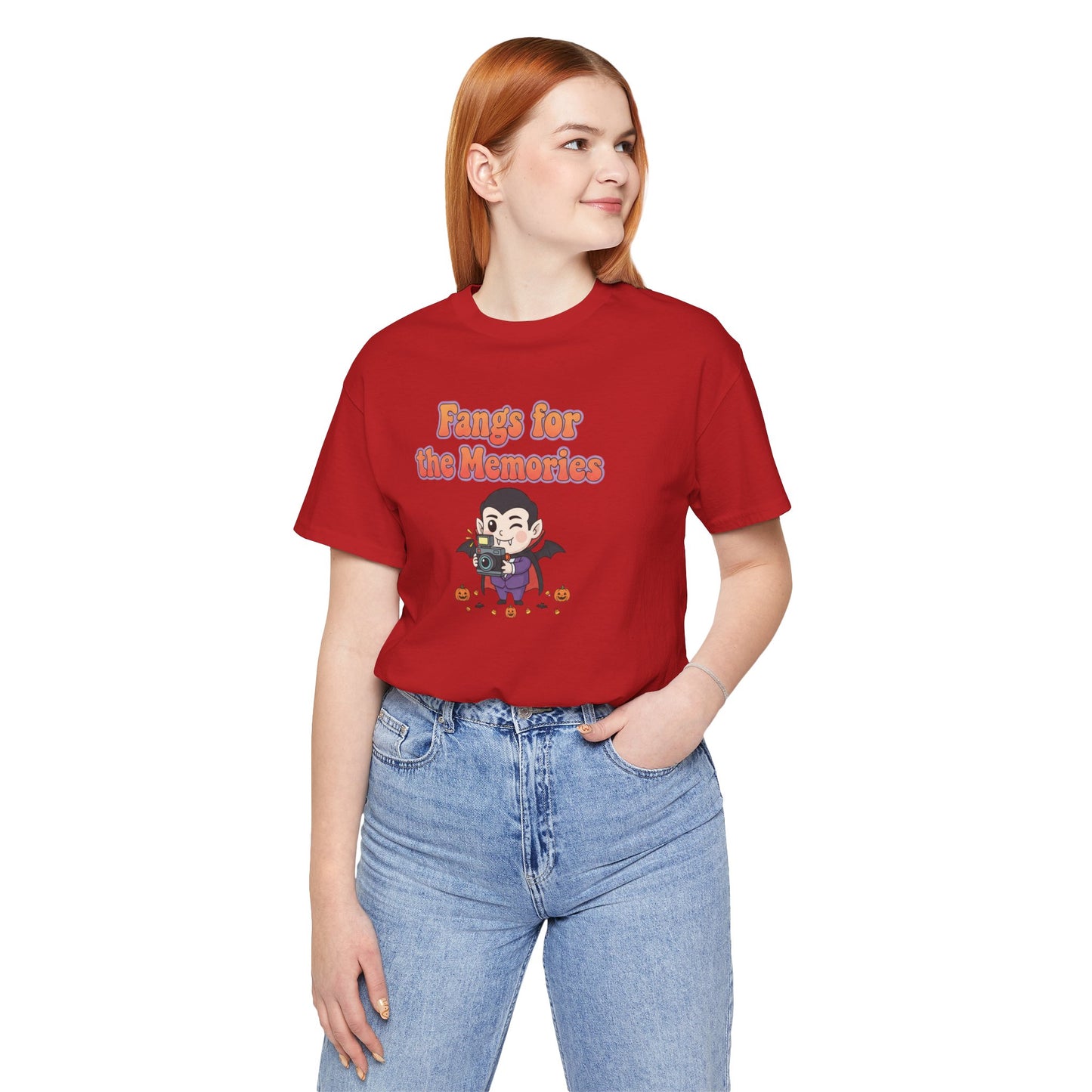 "Fangs for the Memories" Unisex Short Sleeve Shirt, Casual Halloween Outfit, Gift for Spooky Season, Halloween Shirt