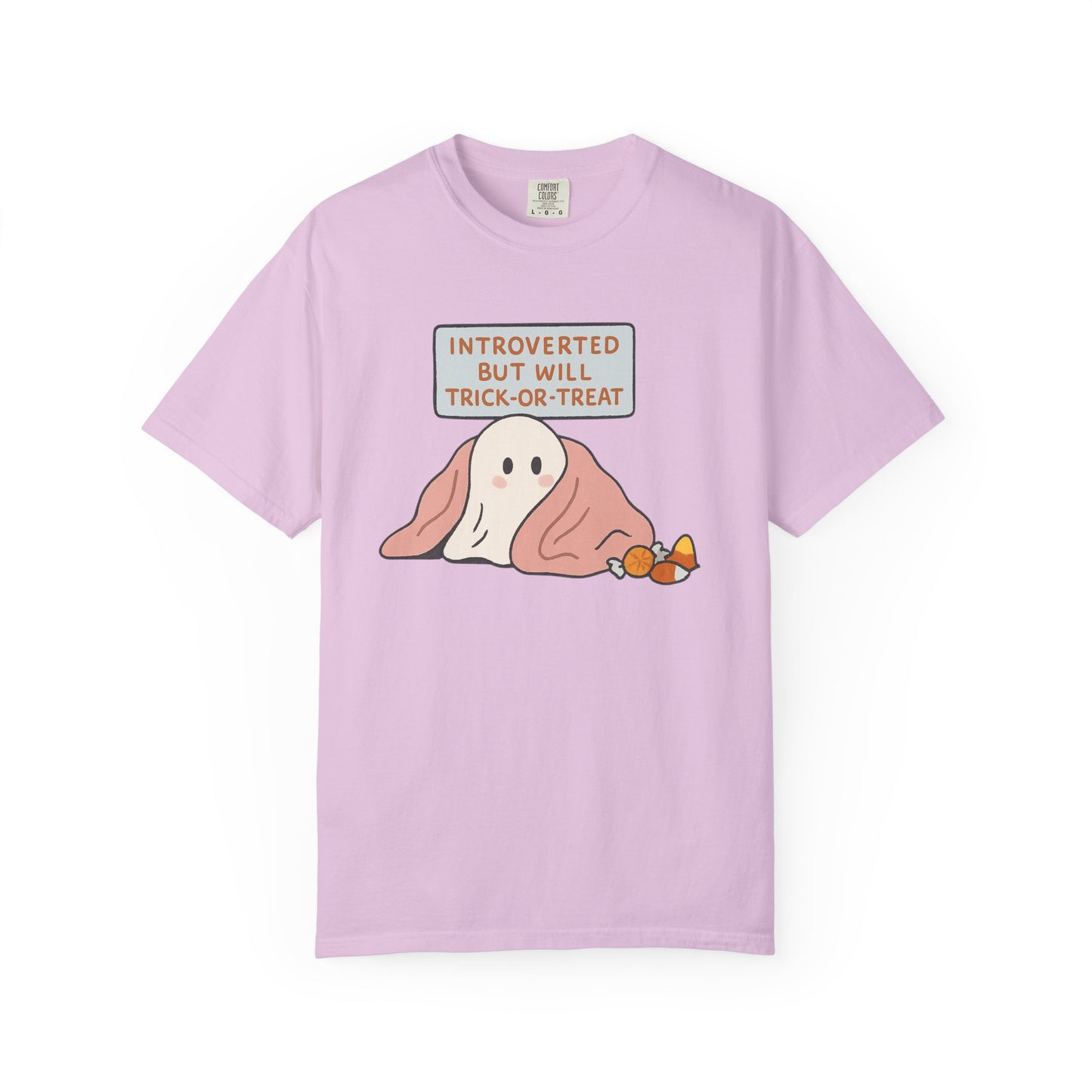 "Introverted But Will Trick or Treat" Unisex Halloween Tee, Funny Trick-or-Treat Shirt, Spooky Season Apparel, Gift for Introverts