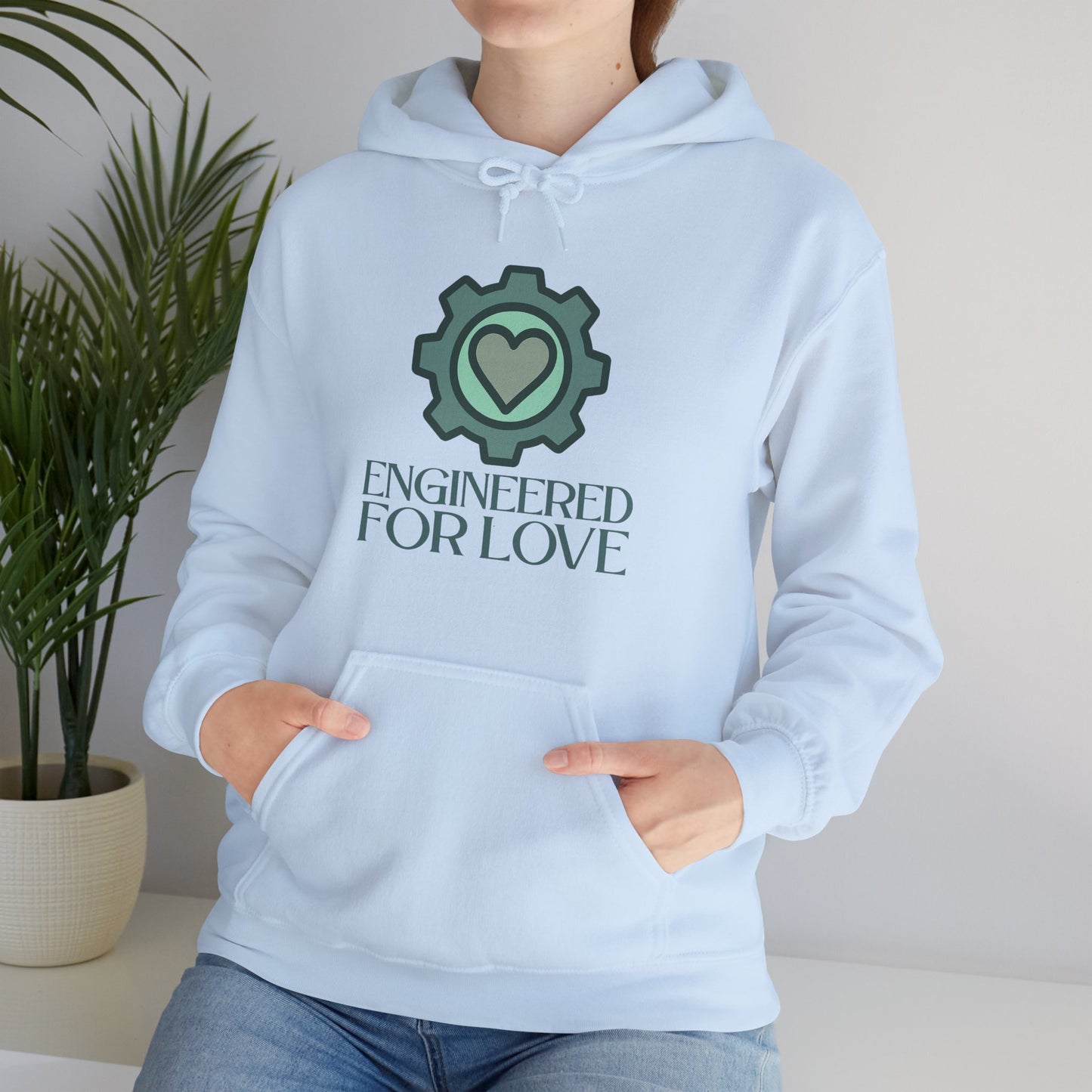 "Engineered for Love" Hoodie Cozy Unisex Sweatshirt, Perfect Gift for Engineers, Valentine's Day, Casual Wear, Birthday Present CW-1 Teal