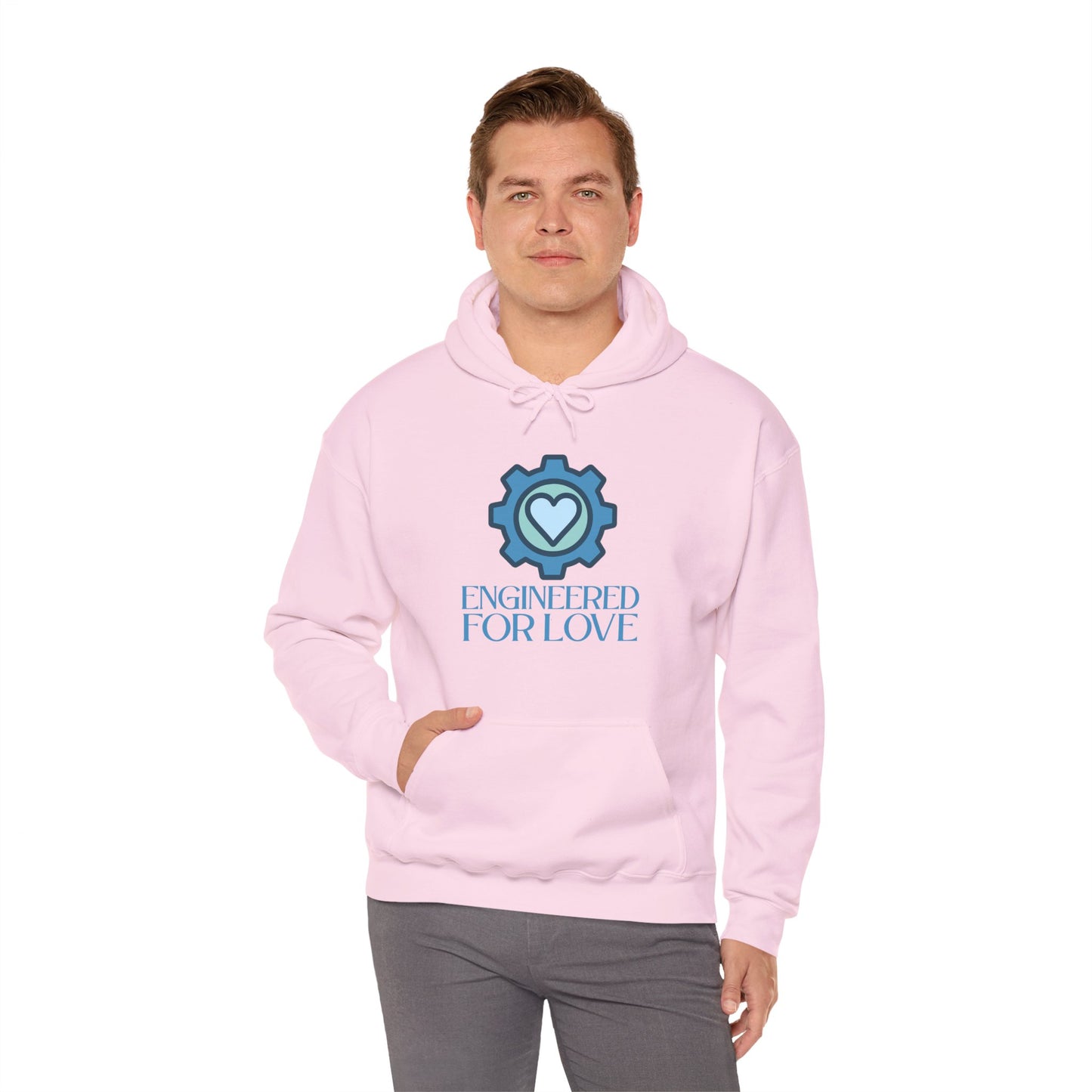 "Engineered for Love" Hoodie Cozy Unisex Sweatshirt, Perfect Gift for Engineers, Valentine's Day, Casual Wear, Birthday Present CW-2 Blue