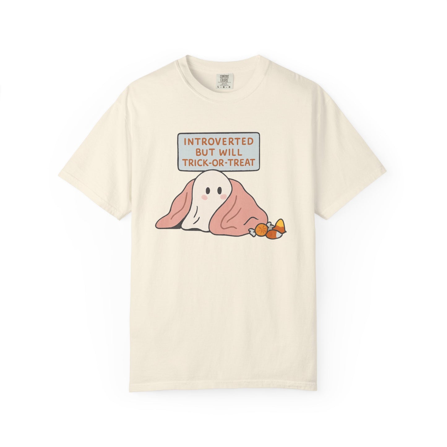 "Introverted But Will Trick or Treat" Unisex Halloween Tee, Funny Trick-or-Treat Shirt, Spooky Season Apparel, Gift for Introverts
