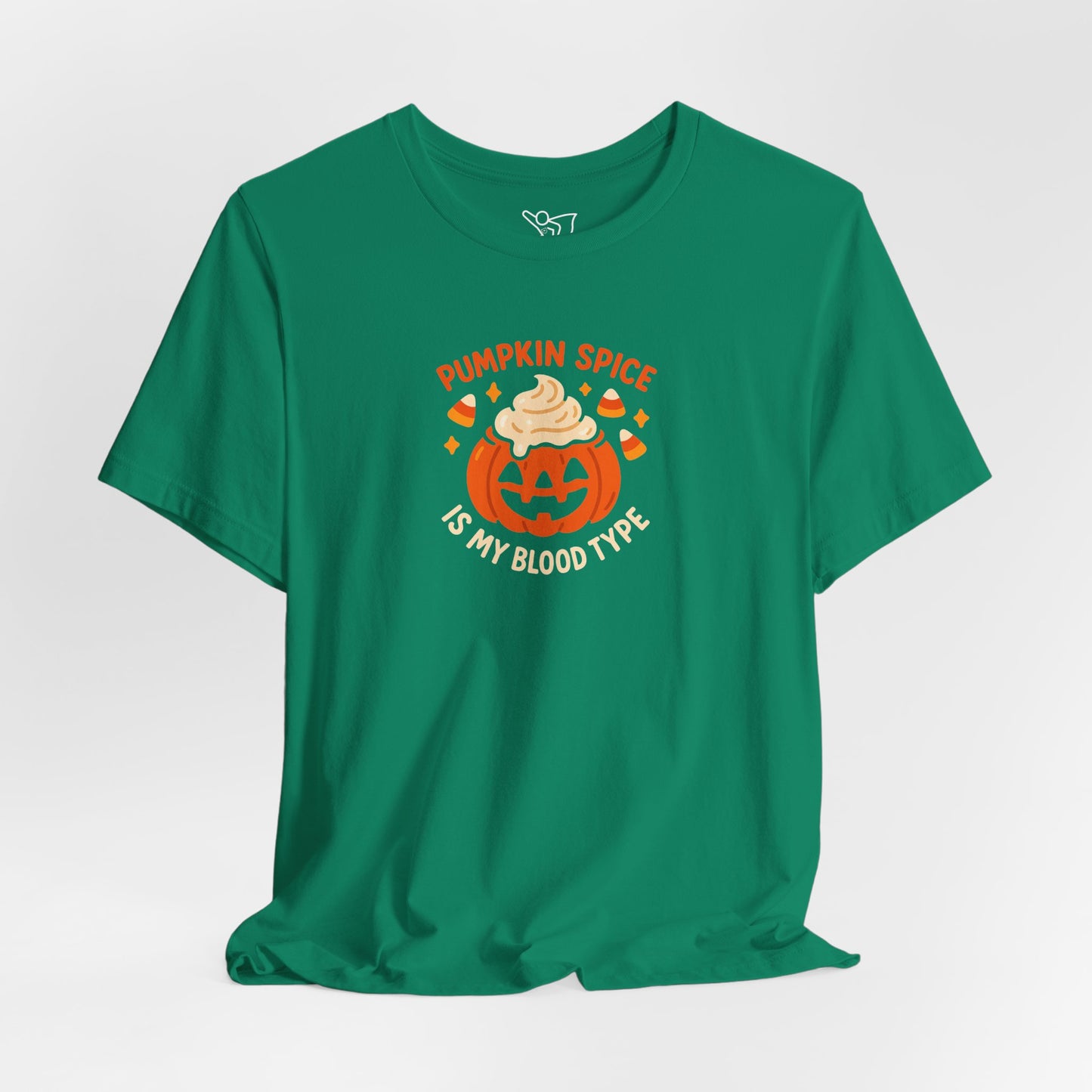 "Pumpkin Spice is My Blood Type" Short Sleeve Tee Fall Fashion, Halloween Shirt, Coffee Lover Gift, Autumn Wardrobe, Seasonal Tee