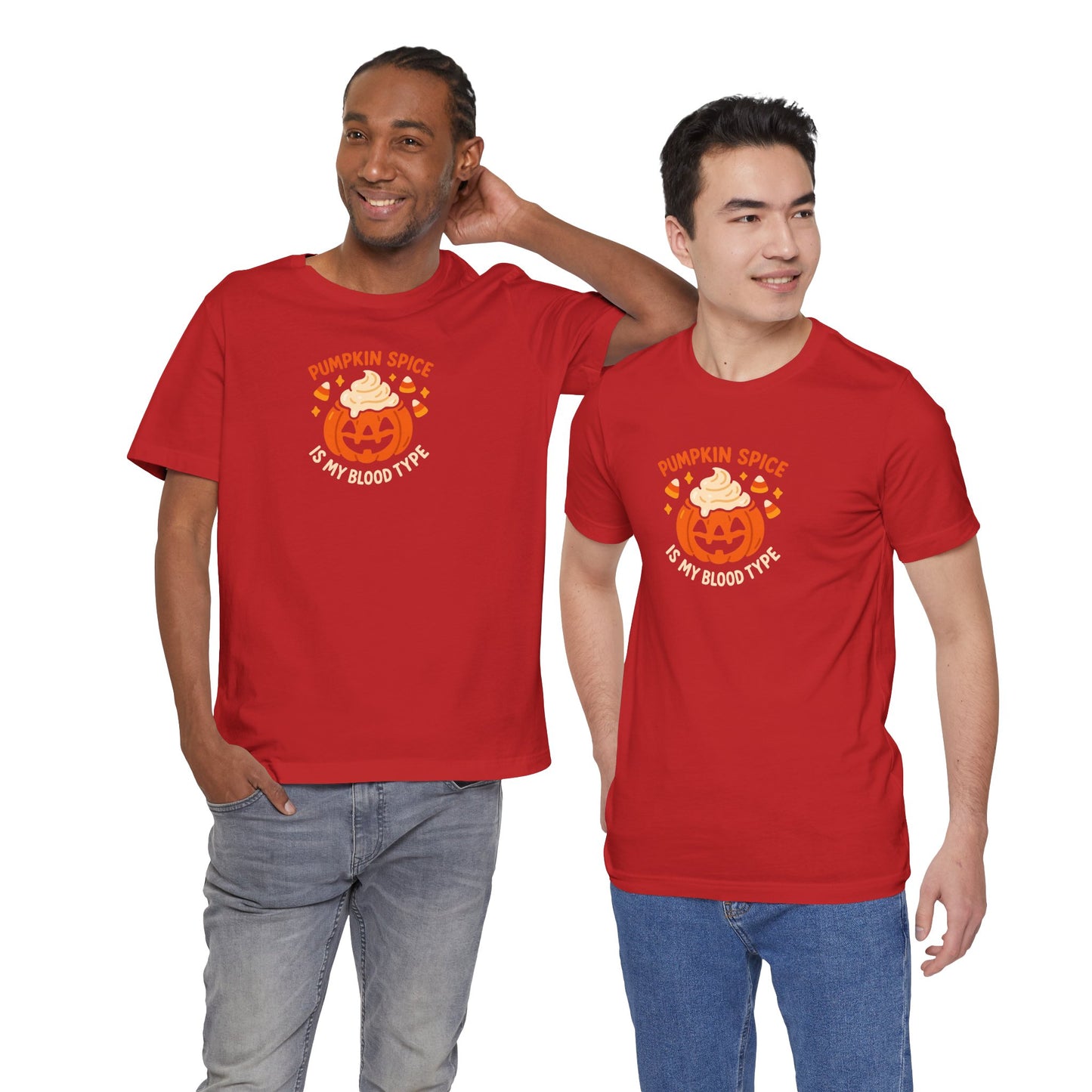 "Pumpkin Spice is My Blood Type" Short Sleeve Tee Fall Fashion, Halloween Shirt, Coffee Lover Gift, Autumn Wardrobe, Seasonal Tee