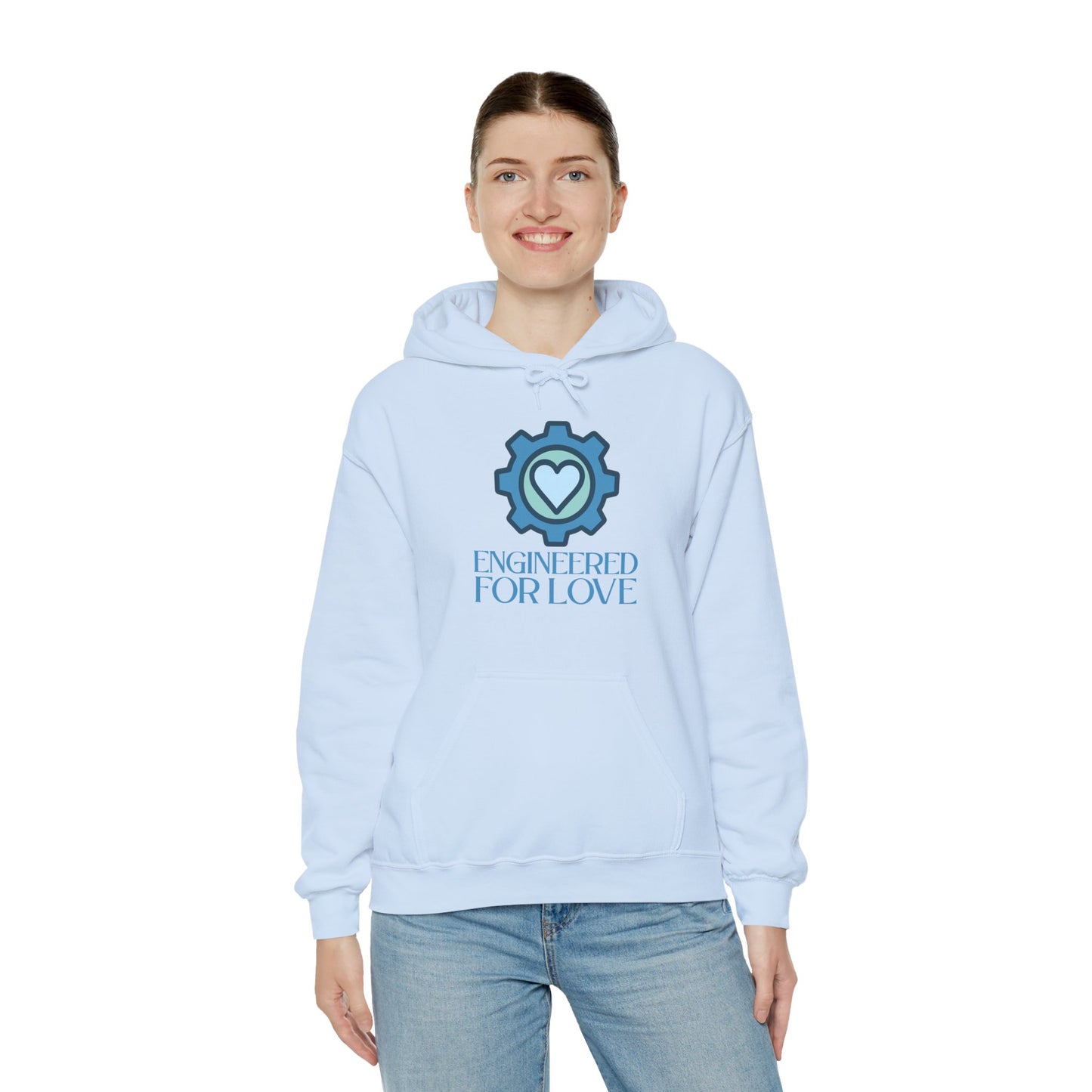 "Engineered for Love" Hoodie Cozy Unisex Sweatshirt, Perfect Gift for Engineers, Valentine's Day, Casual Wear, Birthday Present CW-2 Blue
