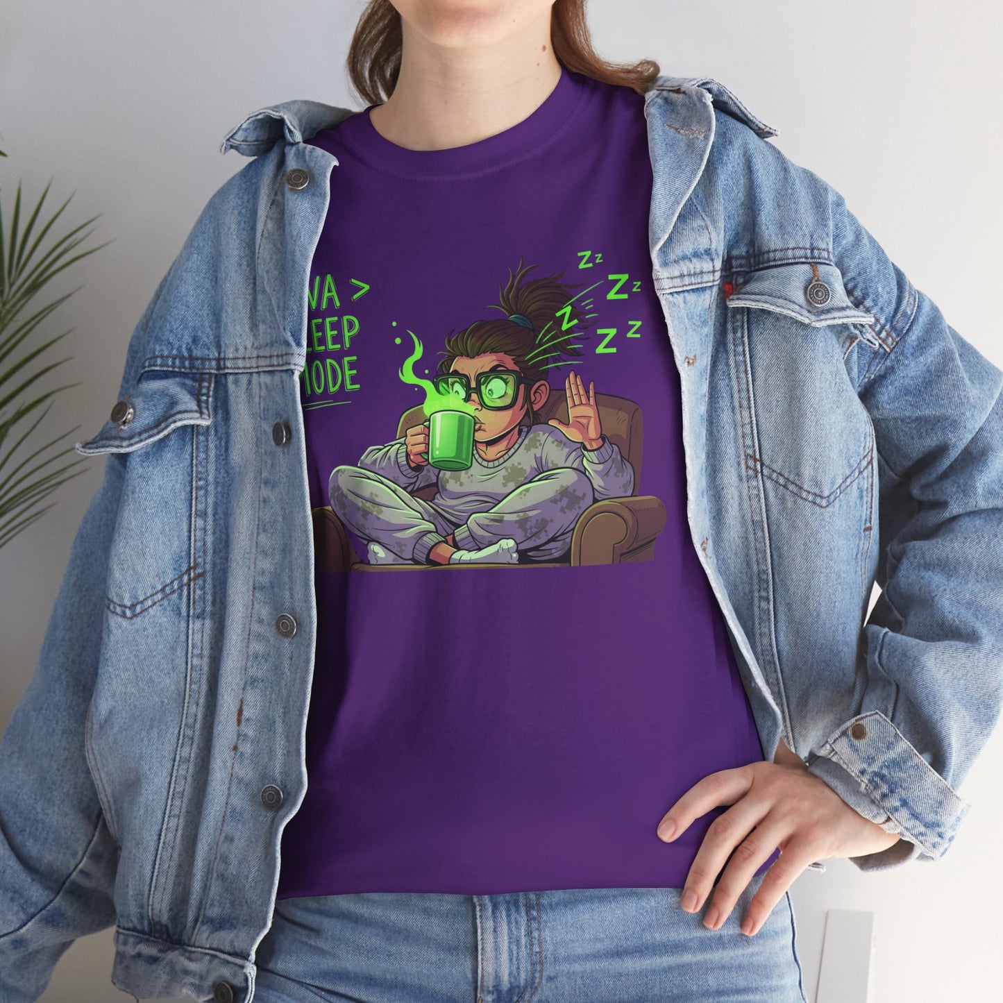 "Java > Sleep Mode" CW-1 Unisex Heavy Cotton Tee, Casual Wear, Gift for Coffee Lovers, Relaxation Shirt, Graphic Tee for Holidays