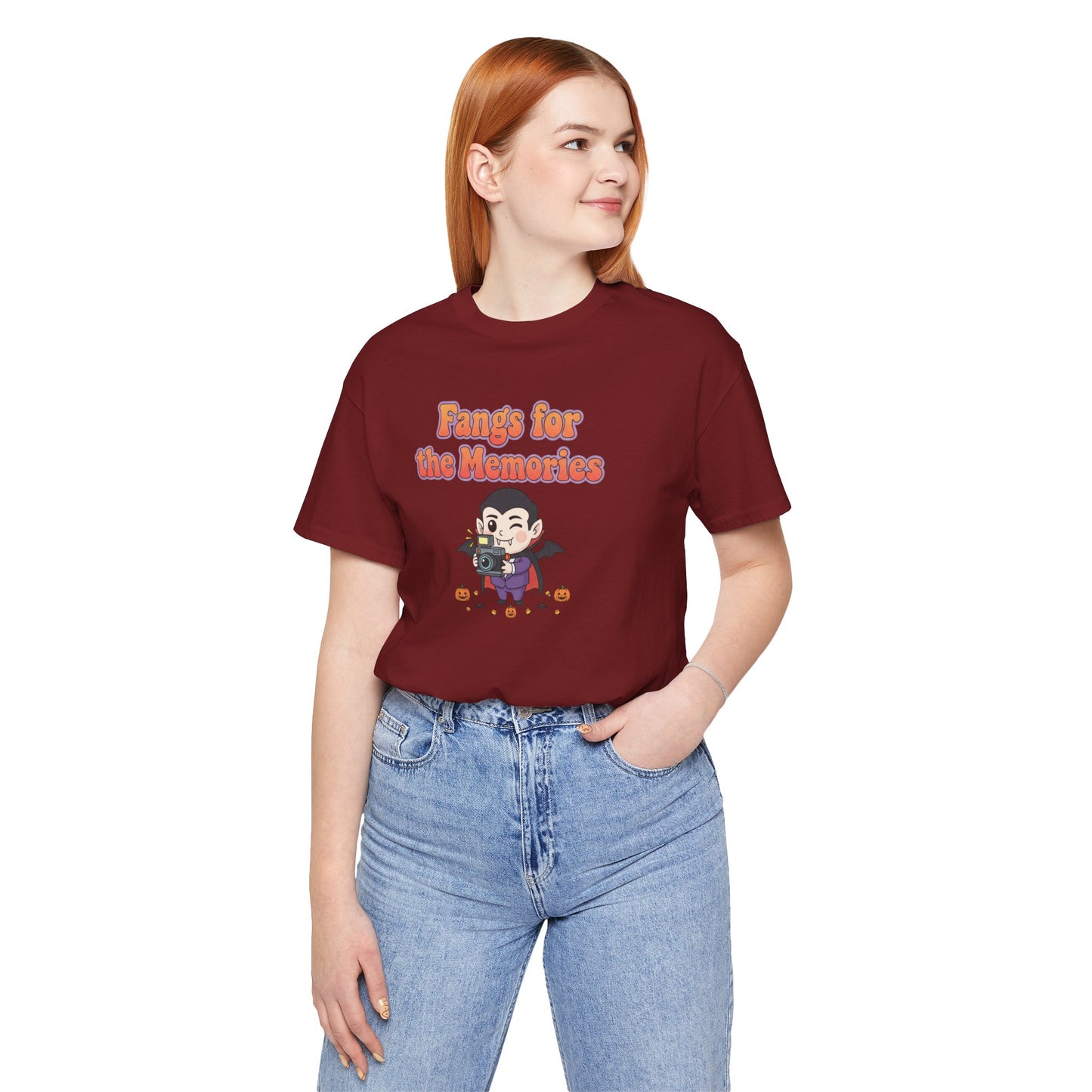"Fangs for the Memories" Unisex Short Sleeve Shirt, Casual Halloween Outfit, Gift for Spooky Season, Halloween Shirt