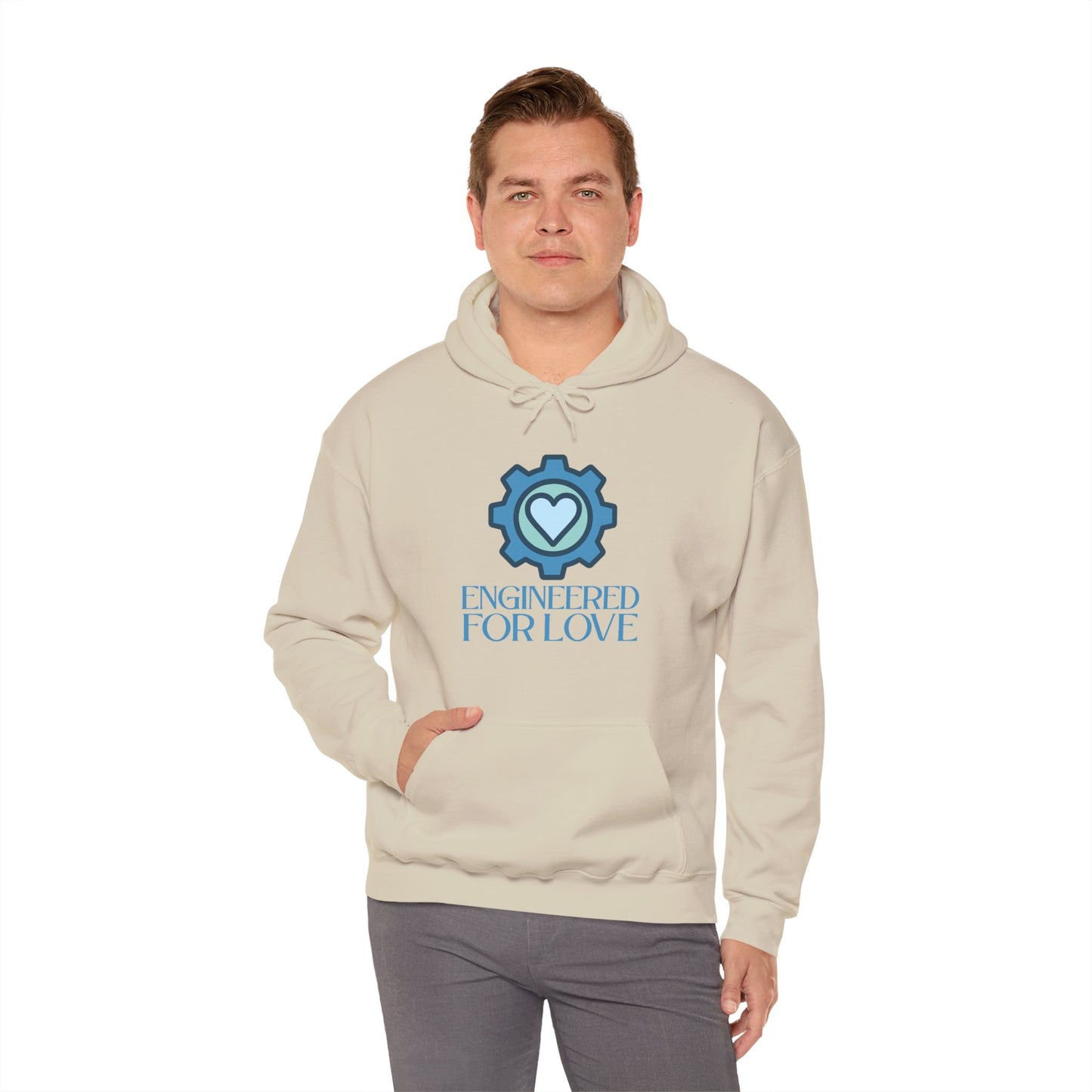 "Engineered for Love" Hoodie Cozy Unisex Sweatshirt, Perfect Gift for Engineers, Valentine's Day, Casual Wear, Birthday Present CW-2 Blue