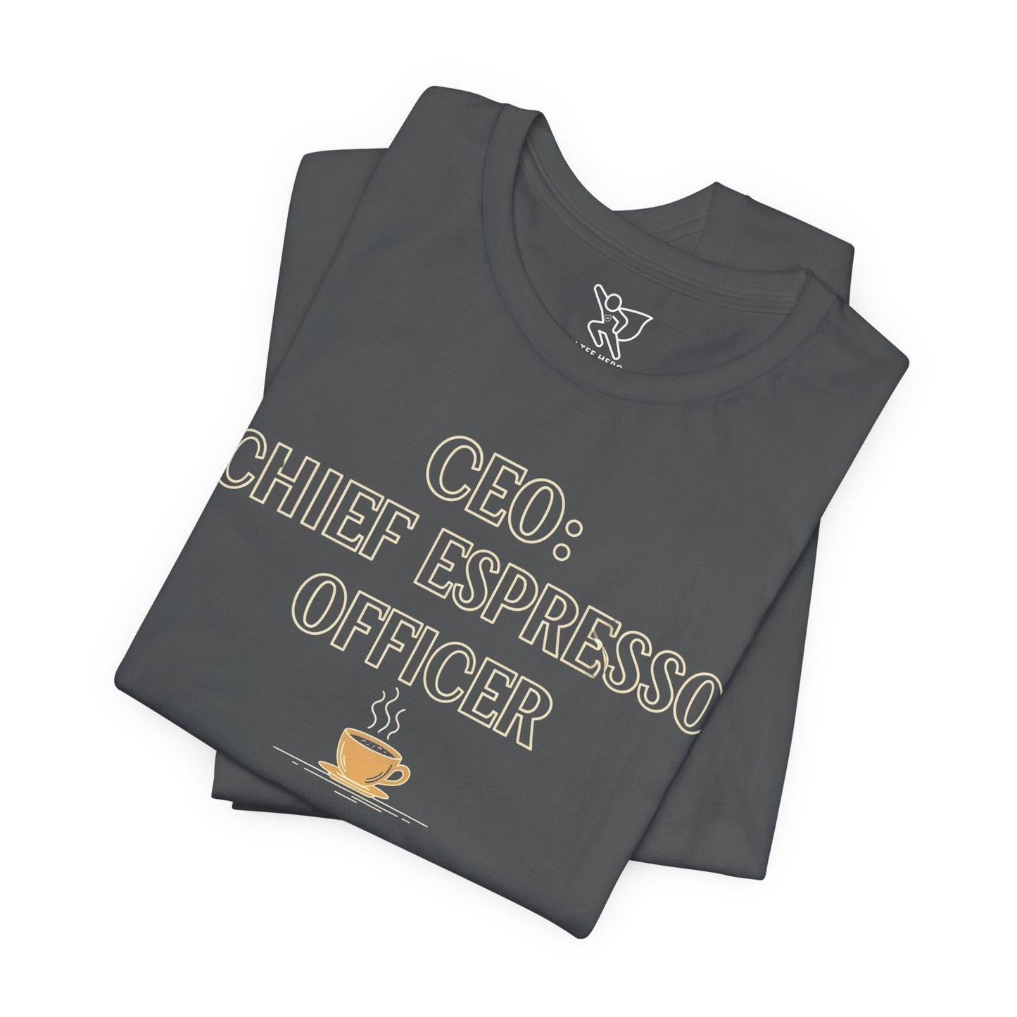 "CEO: Chief Espresso Officer" CW-1 Unisex Jersey T-Shirt for Baristas, Funny Coffee Shirt for Gifts, Perfect for Birthdays, Coffee Shop Outfits