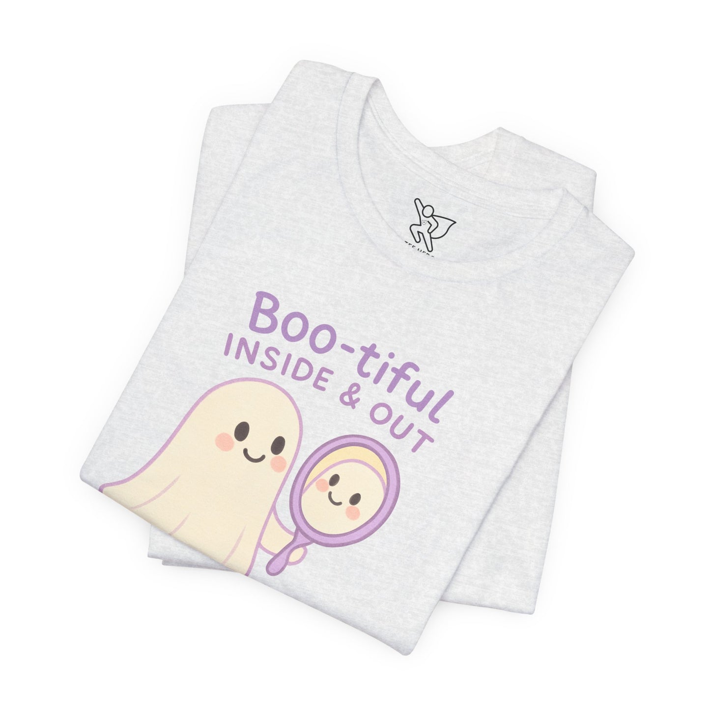 "Boo-tiful Inside Out" Ghost Tee, Cute Halloween Shirt, Unisex Short Sleeve T-Shirt, Fall Apparel, Spooky Vibes, Gift for Halloween Lovers