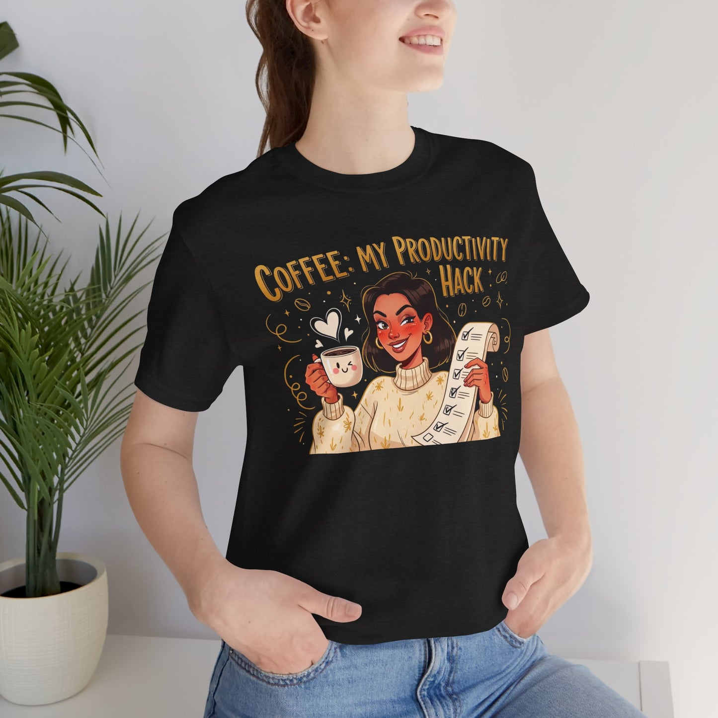 "Coffee: My Productivity Hack" Funny Tee, Gift for Coffee Lovers, Unisex Funny Shirt, Casual Wear, Quirky Gift Idea