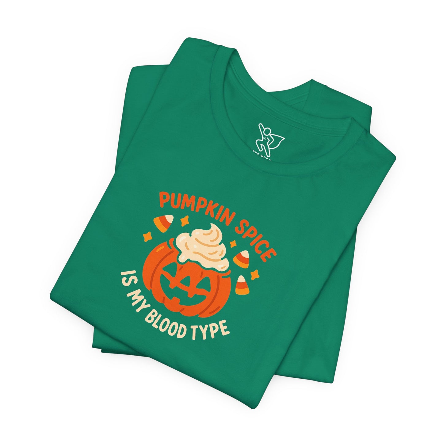 "Pumpkin Spice is My Blood Type" Short Sleeve Tee Fall Fashion, Halloween Shirt, Coffee Lover Gift, Autumn Wardrobe, Seasonal Tee