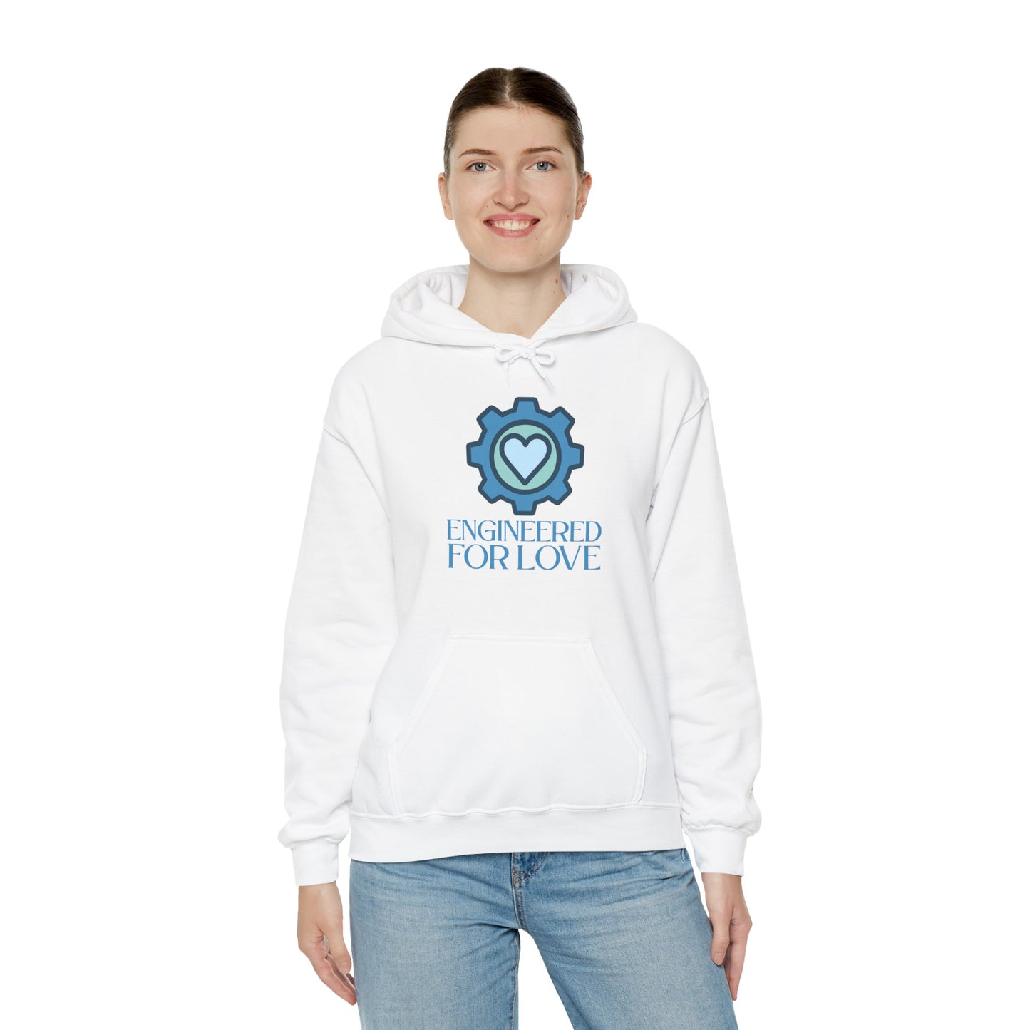 "Engineered for Love" Hoodie Cozy Unisex Sweatshirt, Perfect Gift for Engineers, Valentine's Day, Casual Wear, Birthday Present CW-2 Blue