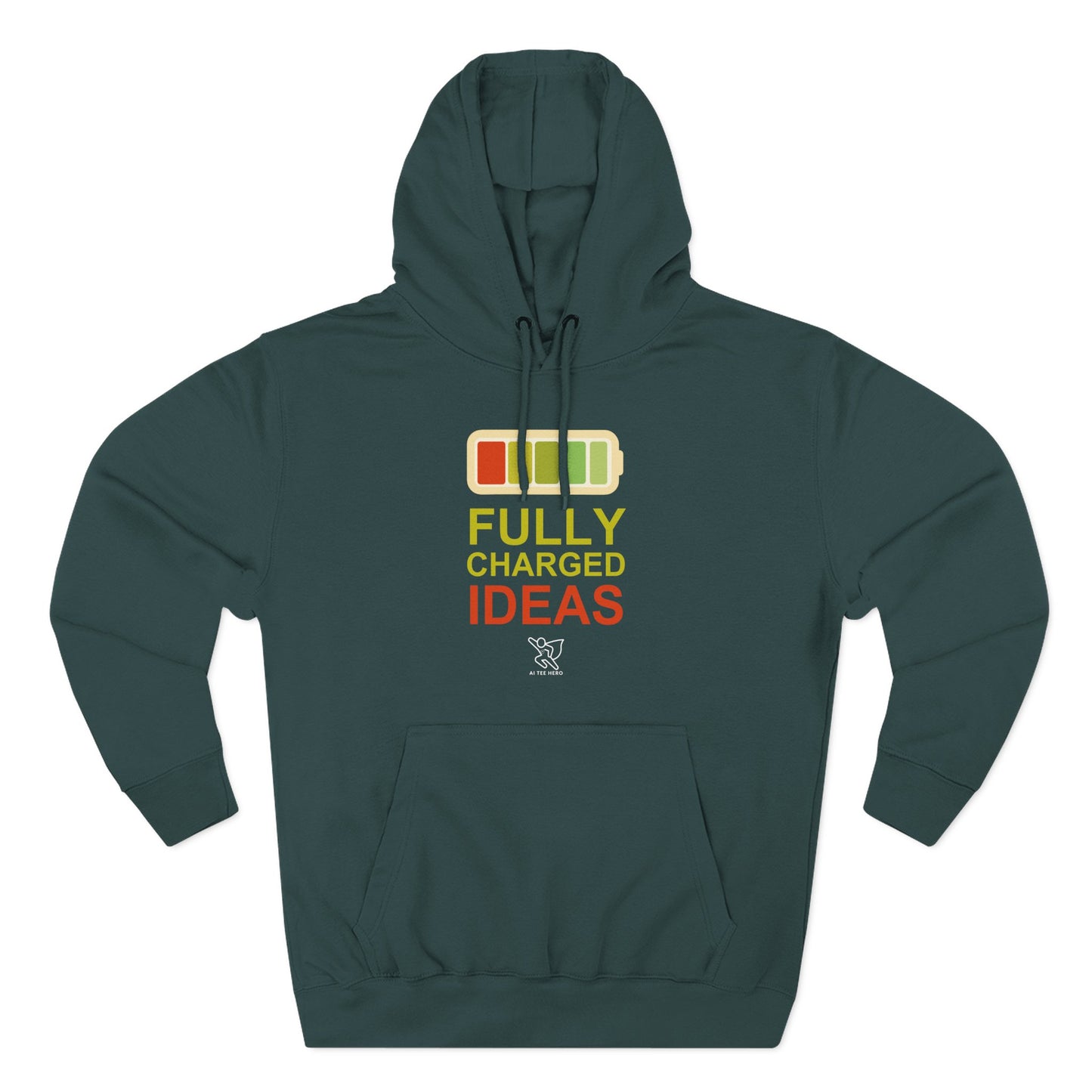 "Fully Charged Ideas" Motivational Fleece Sweatshirt, Cozy Gift for Creatives, Perfect for Inspiration, Fun Wear for All Occasions